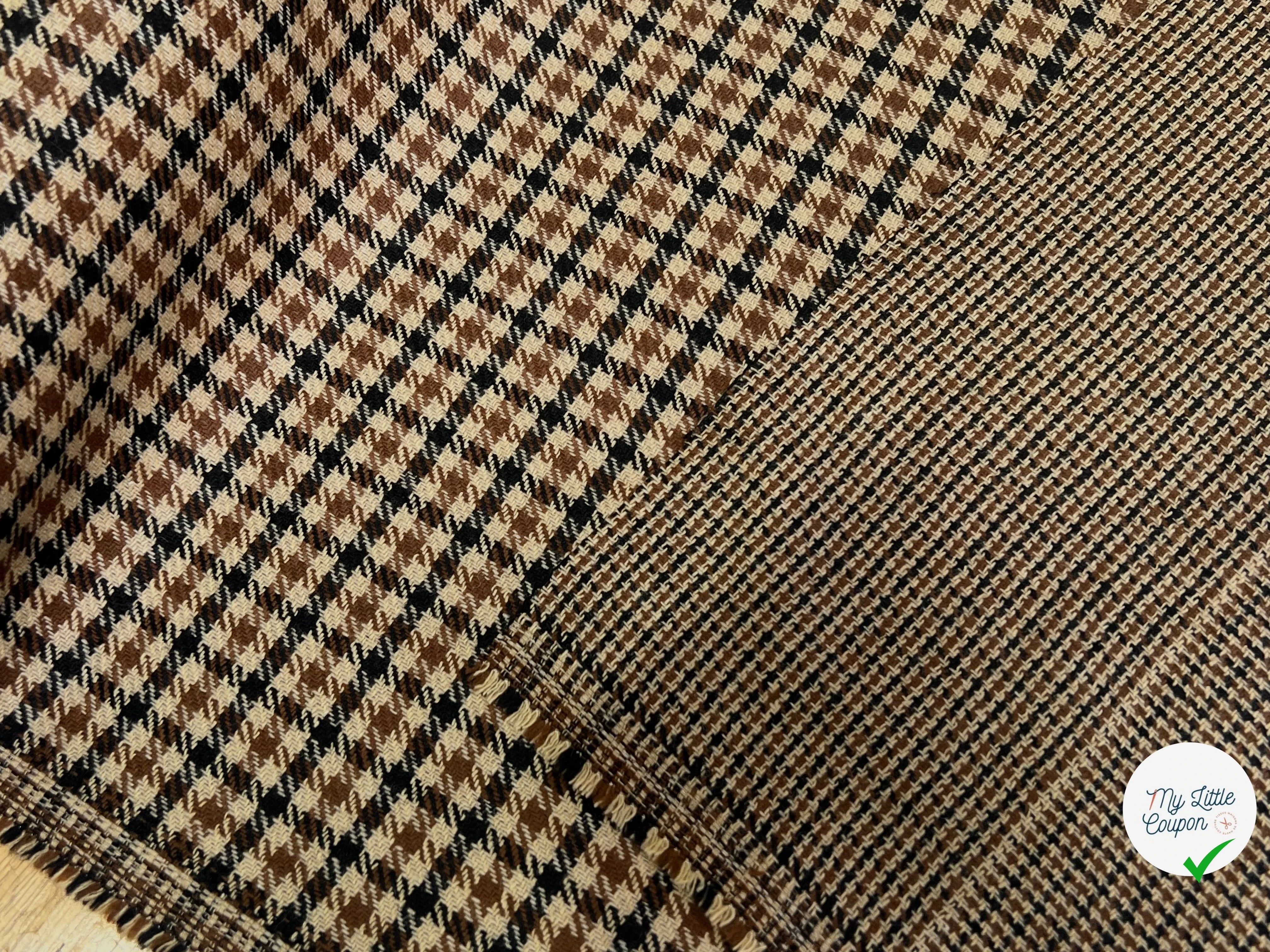 DRAPERIE DE LAINE REVERSIBLE PIED DE COQ MARRON MULTICO BELLE TENUE 64% LAINE - My Little Coupon