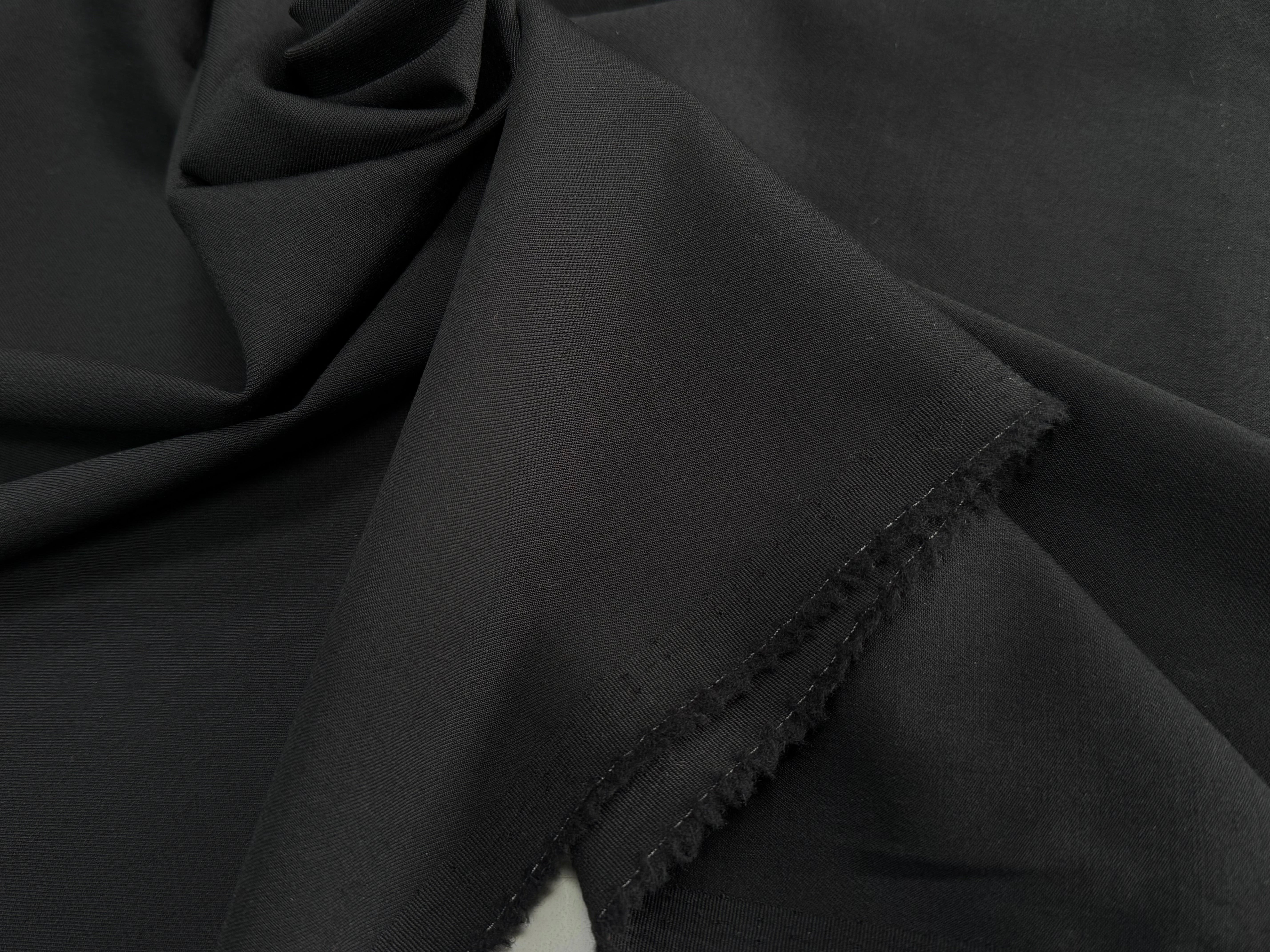 DRAPERIE DE LAINE SERGÉE LOURDE ET STRETCH NOIR BELLE TENUE - My Little Coupon