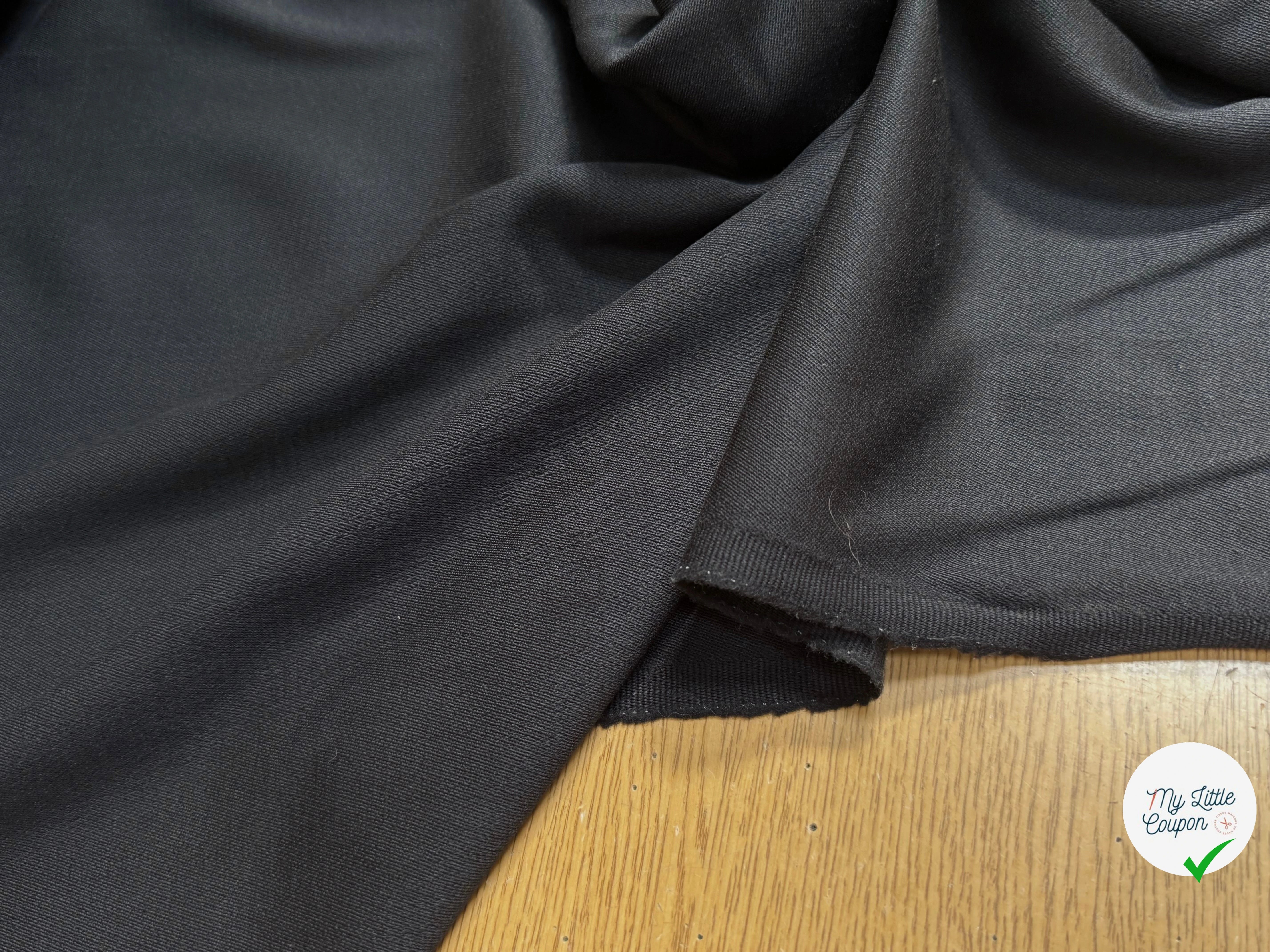 DRAPERIE DE LAINE SERGÉE TENUE LOURDE STRETCH NOIR - My Little Coupon