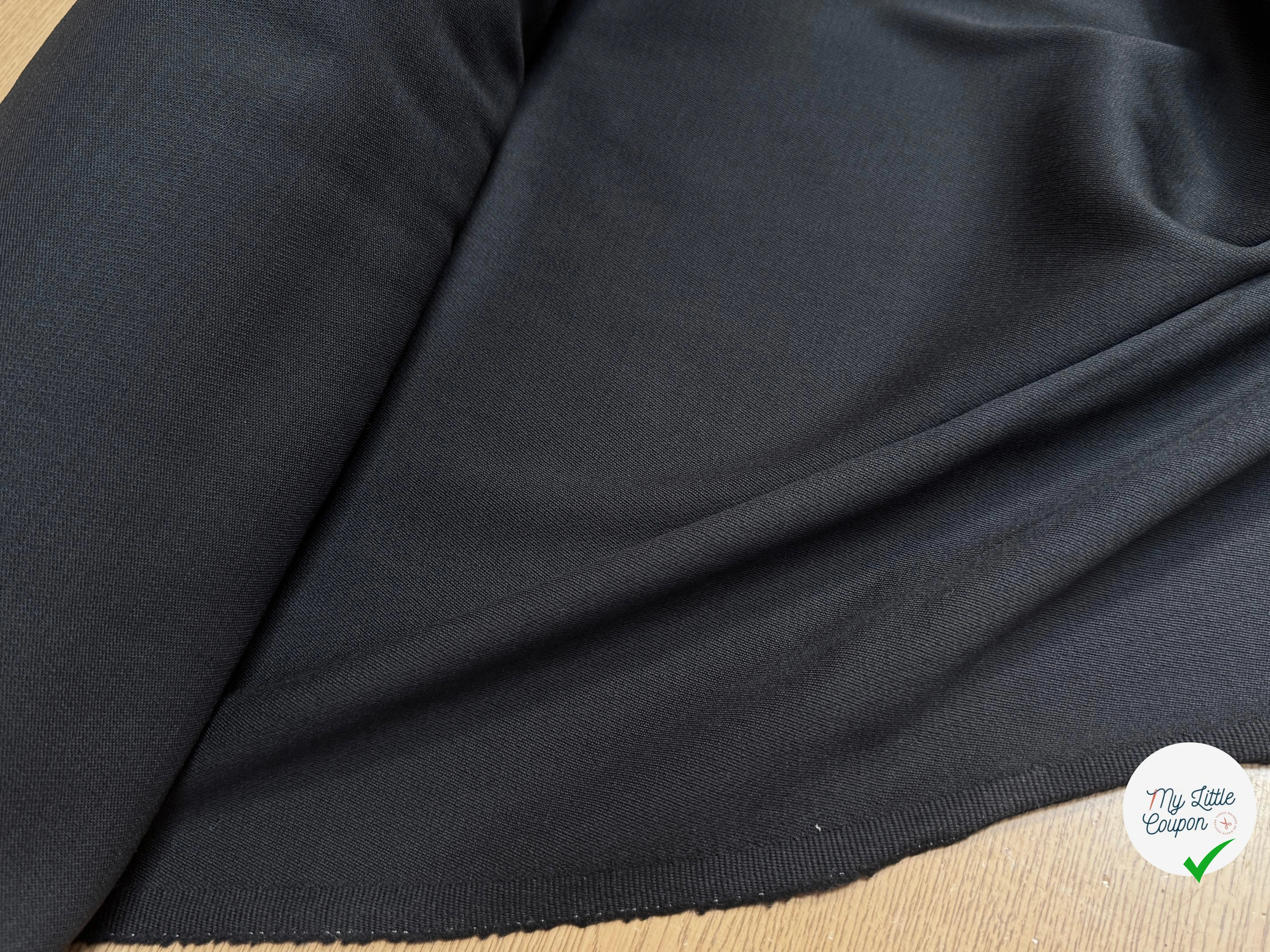 DRAPERIE DE LAINE SERGÉE TENUE LOURDE STRETCH NOIR - My Little Coupon