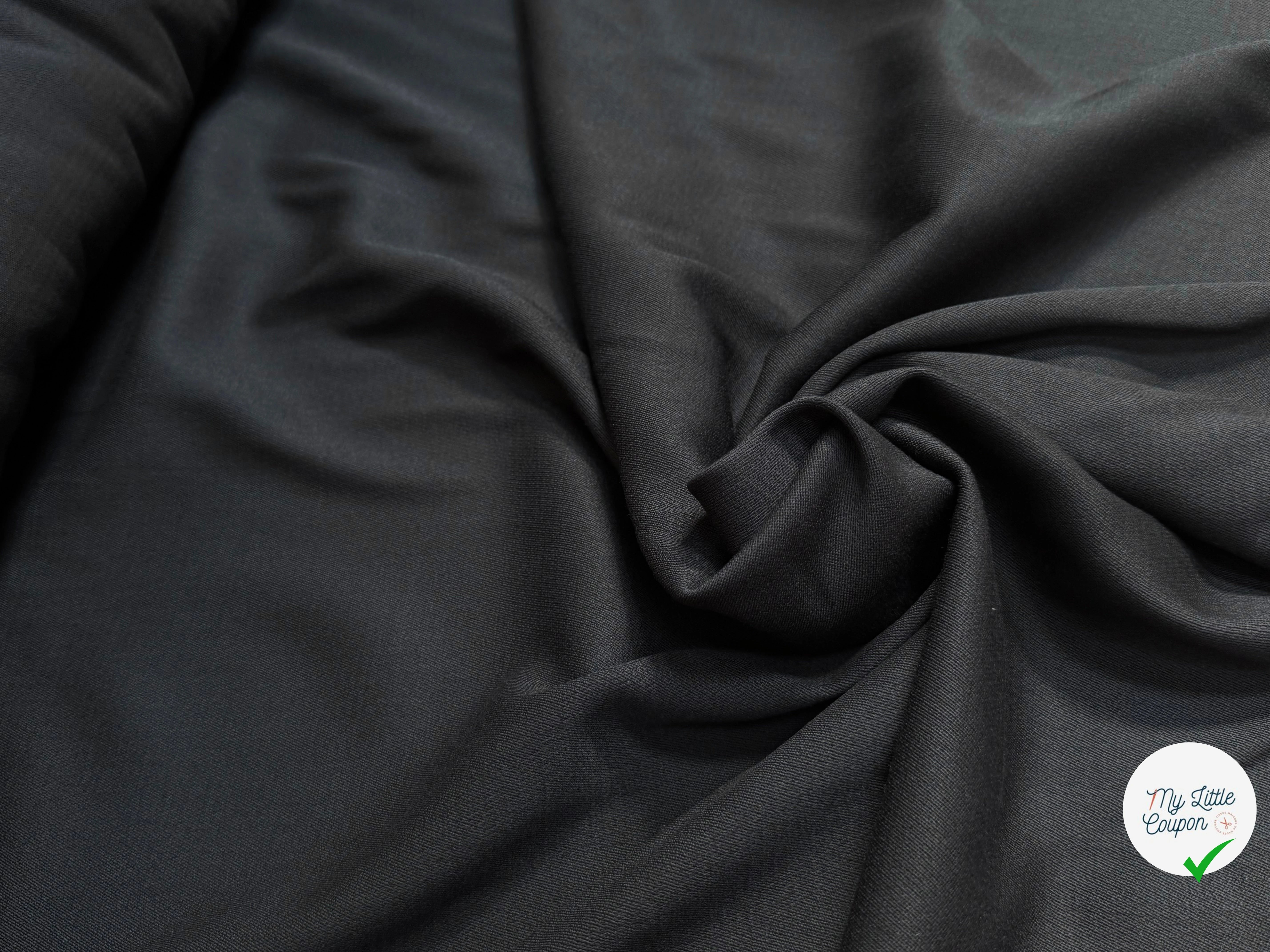 DRAPERIE DE LAINE SERGÉE TENUE LOURDE STRETCH NOIR - My Little Coupon