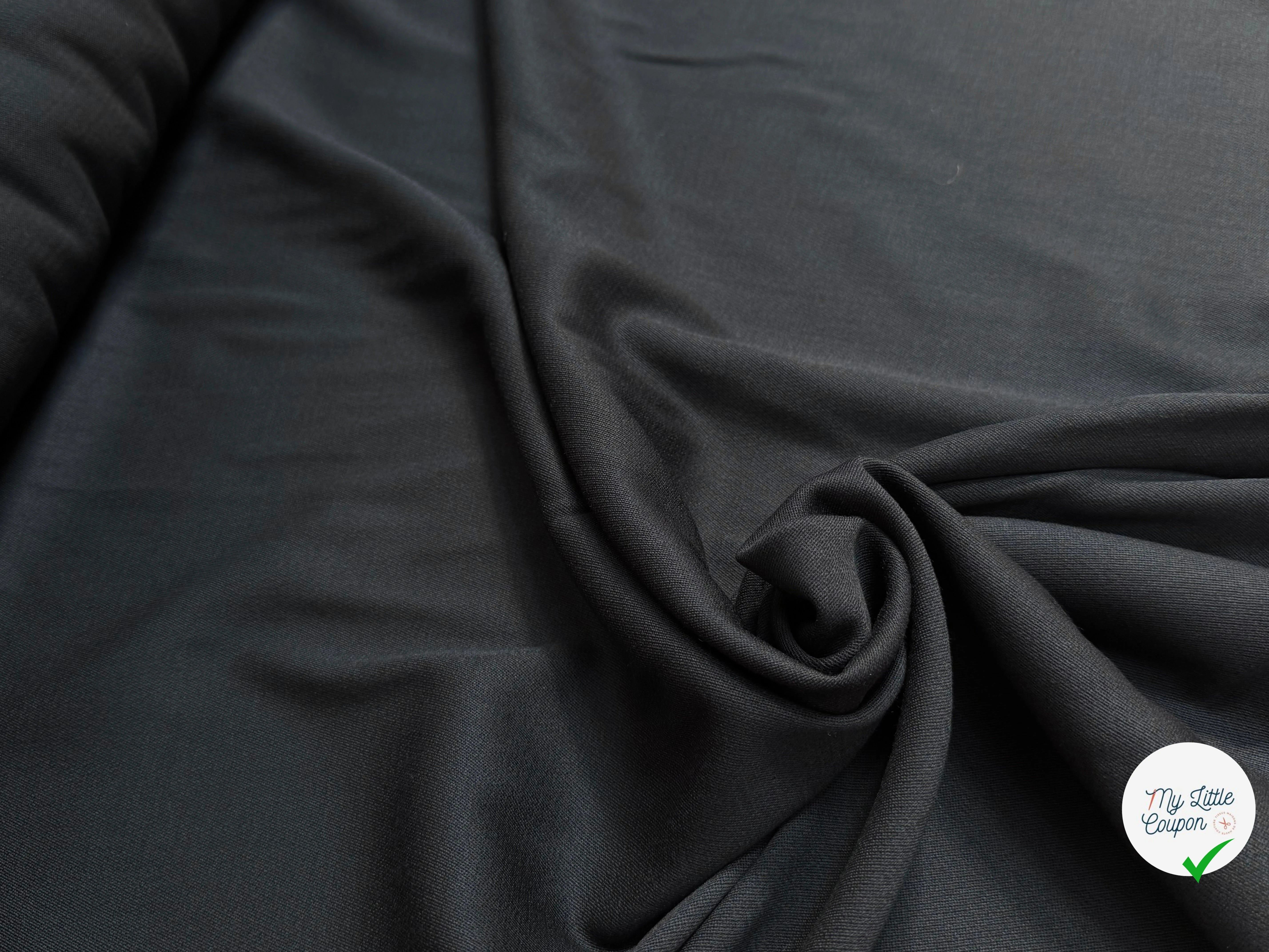 DRAPERIE DE LAINE SERGÉE TENUE LOURDE STRETCH NOIR - My Little Coupon