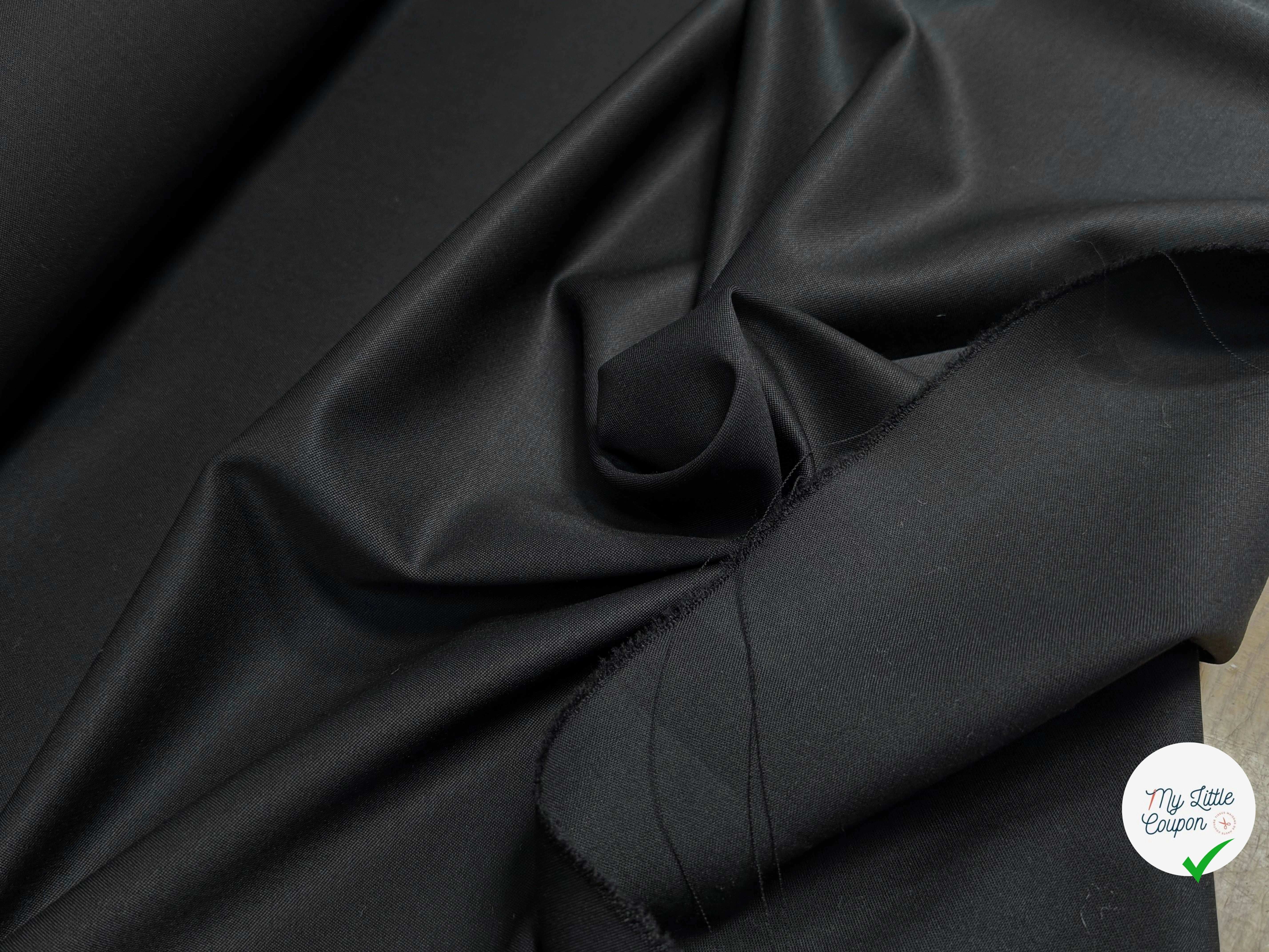 DRAPERIE DE LAINE STRETCH BEAU TOMBÉ ULTRA BELLE NOIR LÉGÈREMENT SATINÉ - My Little Coupon