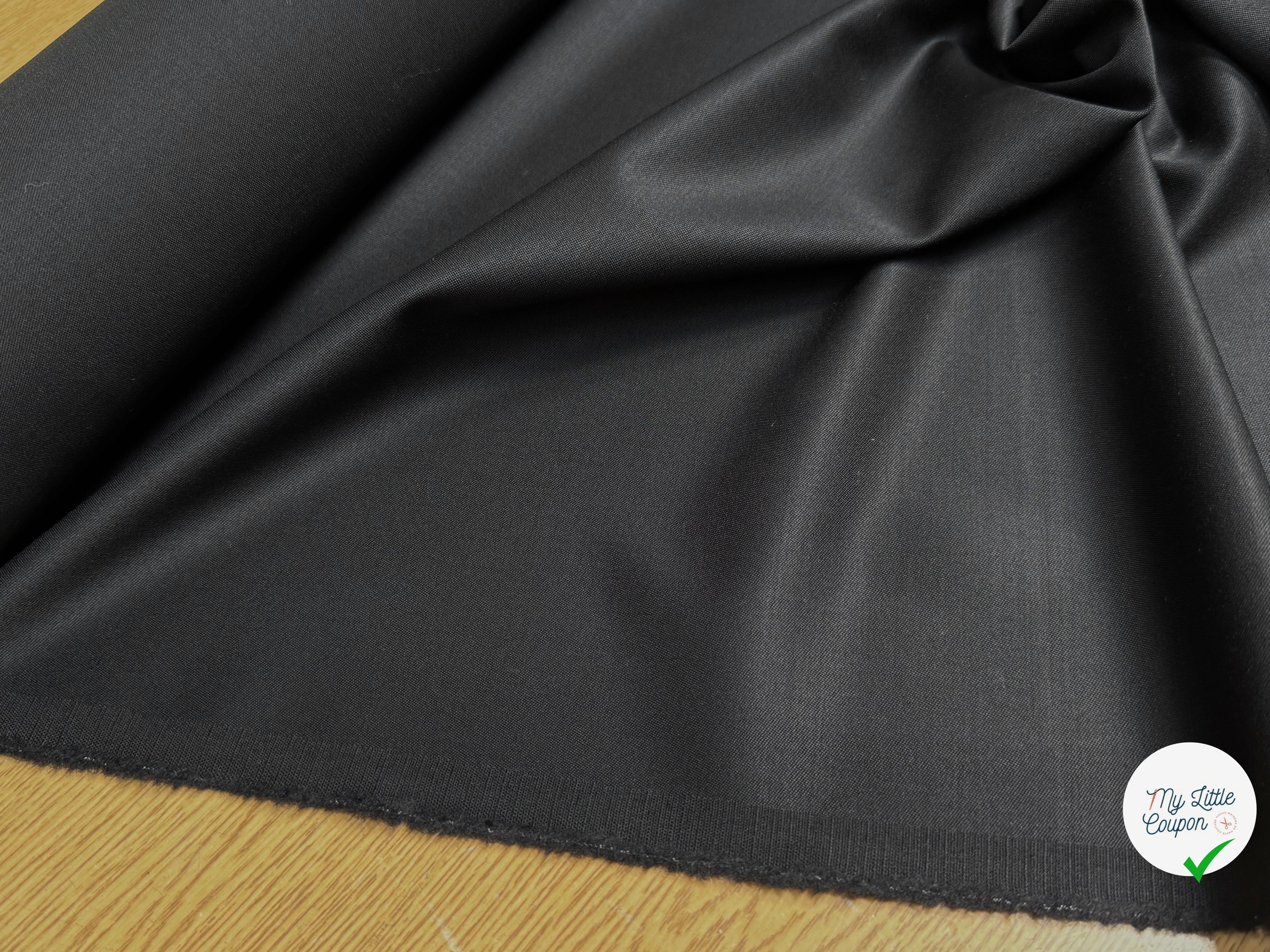 DRAPERIE DE LAINE STRETCH BEAU TOMBÉ ULTRA BELLE NOIR LÉGÈREMENT SATINÉ - My Little Coupon