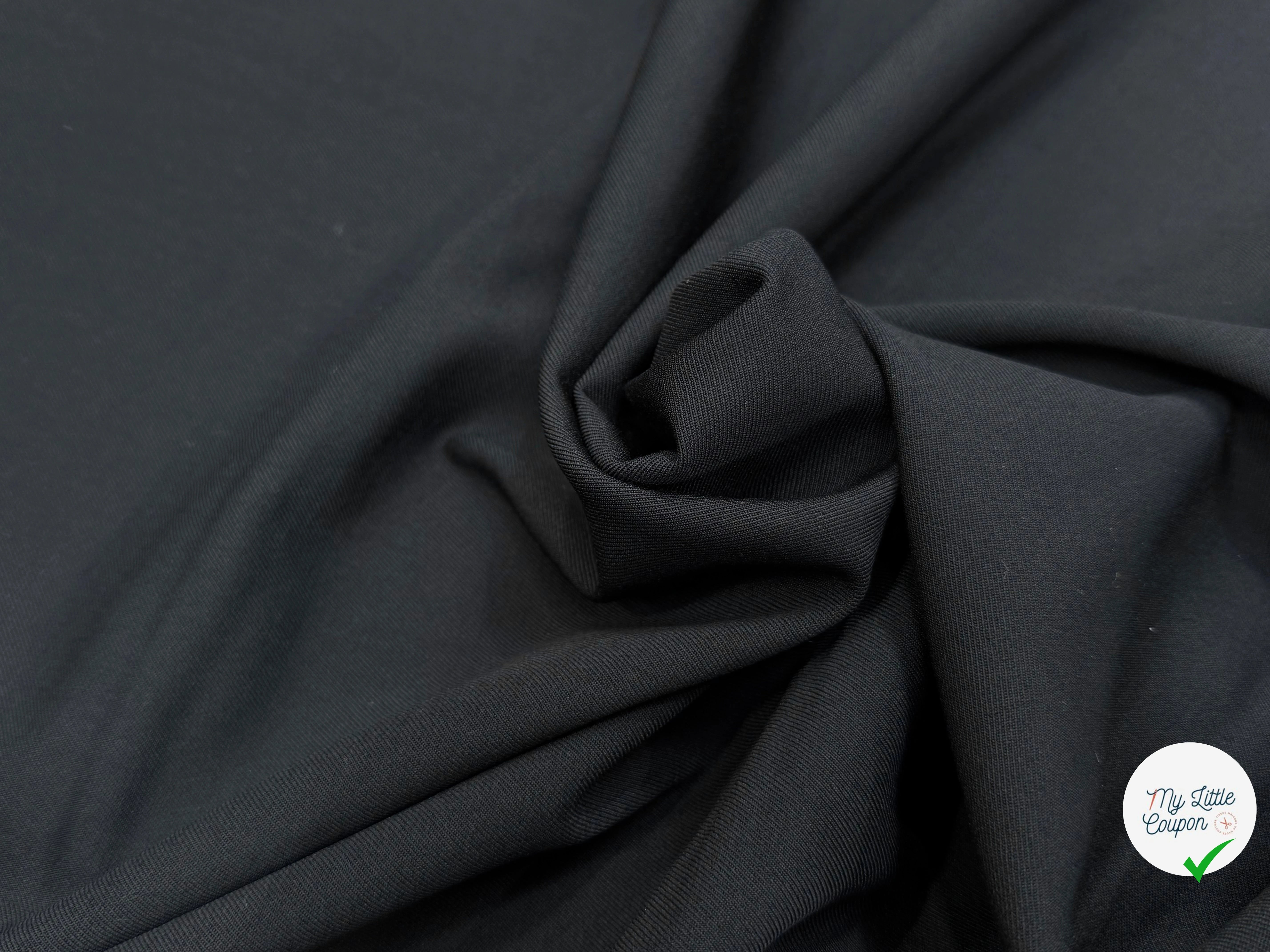DRAPERIE DE LAINE STRETCH LÉGÈREMENT STRIÉE NOIR TRÈS BELLE TENUE - My Little Coupon