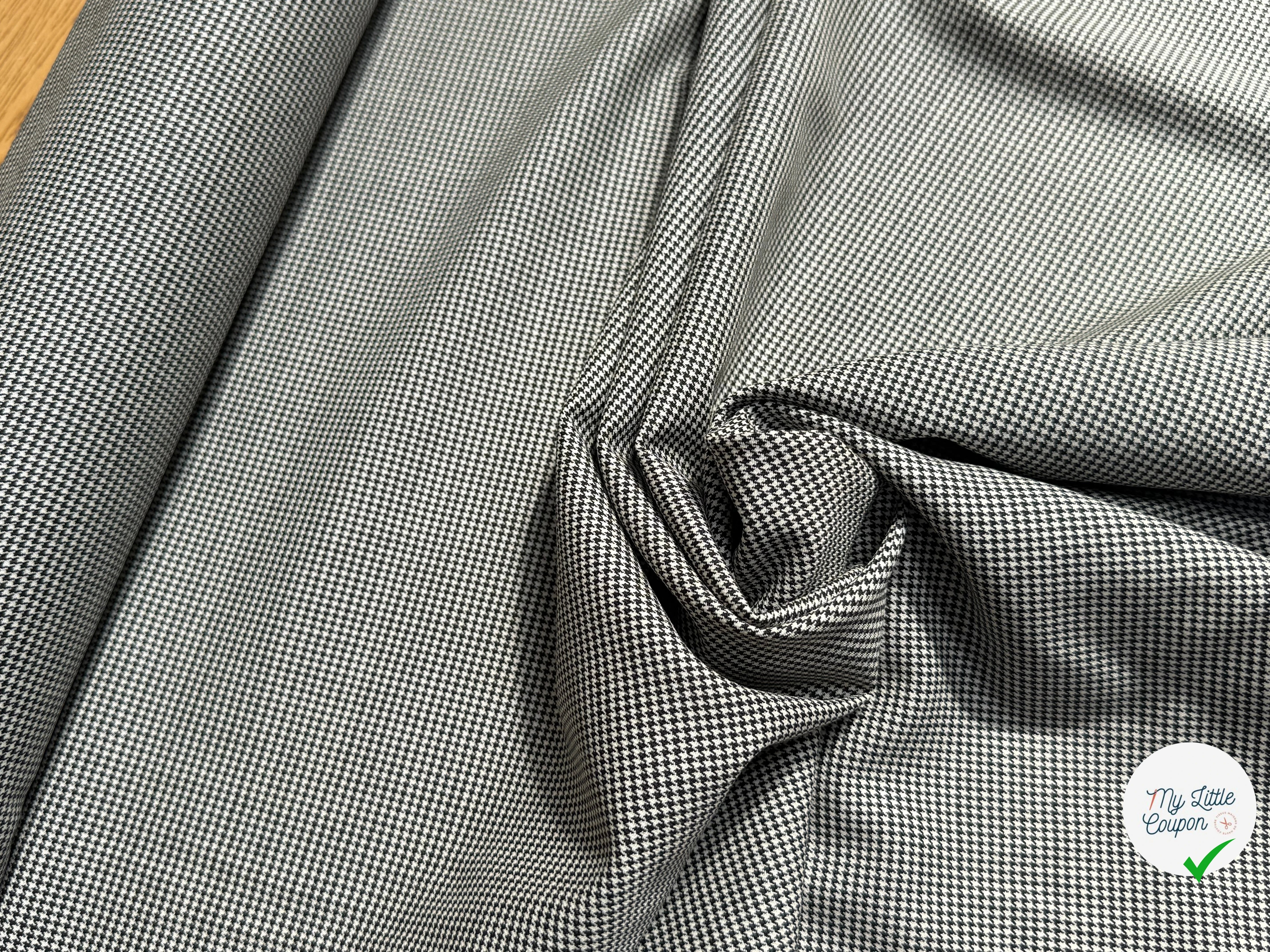 DRAPERIE DE LAINE STRETCH PIED DE POULE BLANC NOIR - My Little Coupon