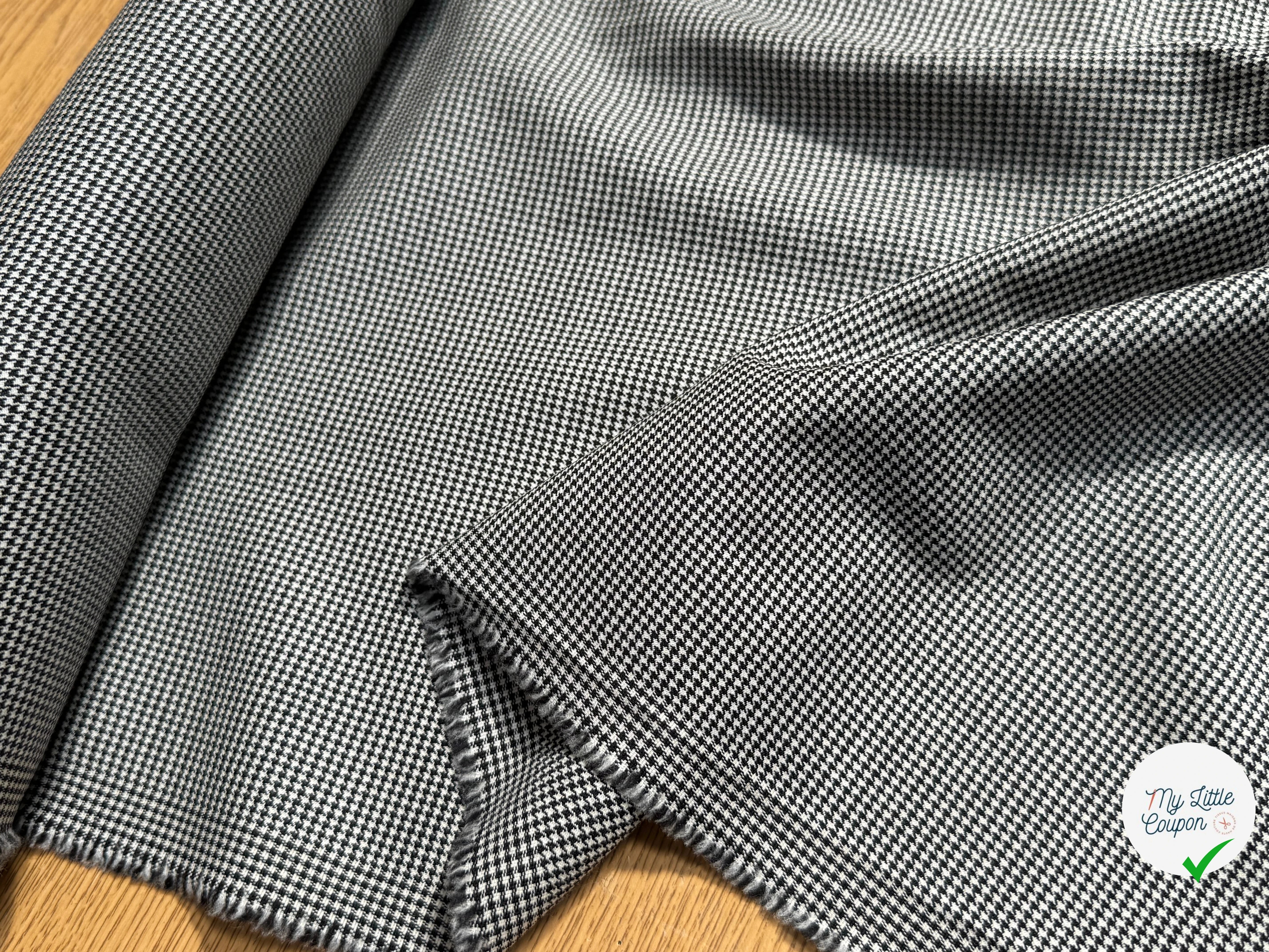 DRAPERIE DE LAINE STRETCH PIED DE POULE BLANC NOIR - My Little Coupon