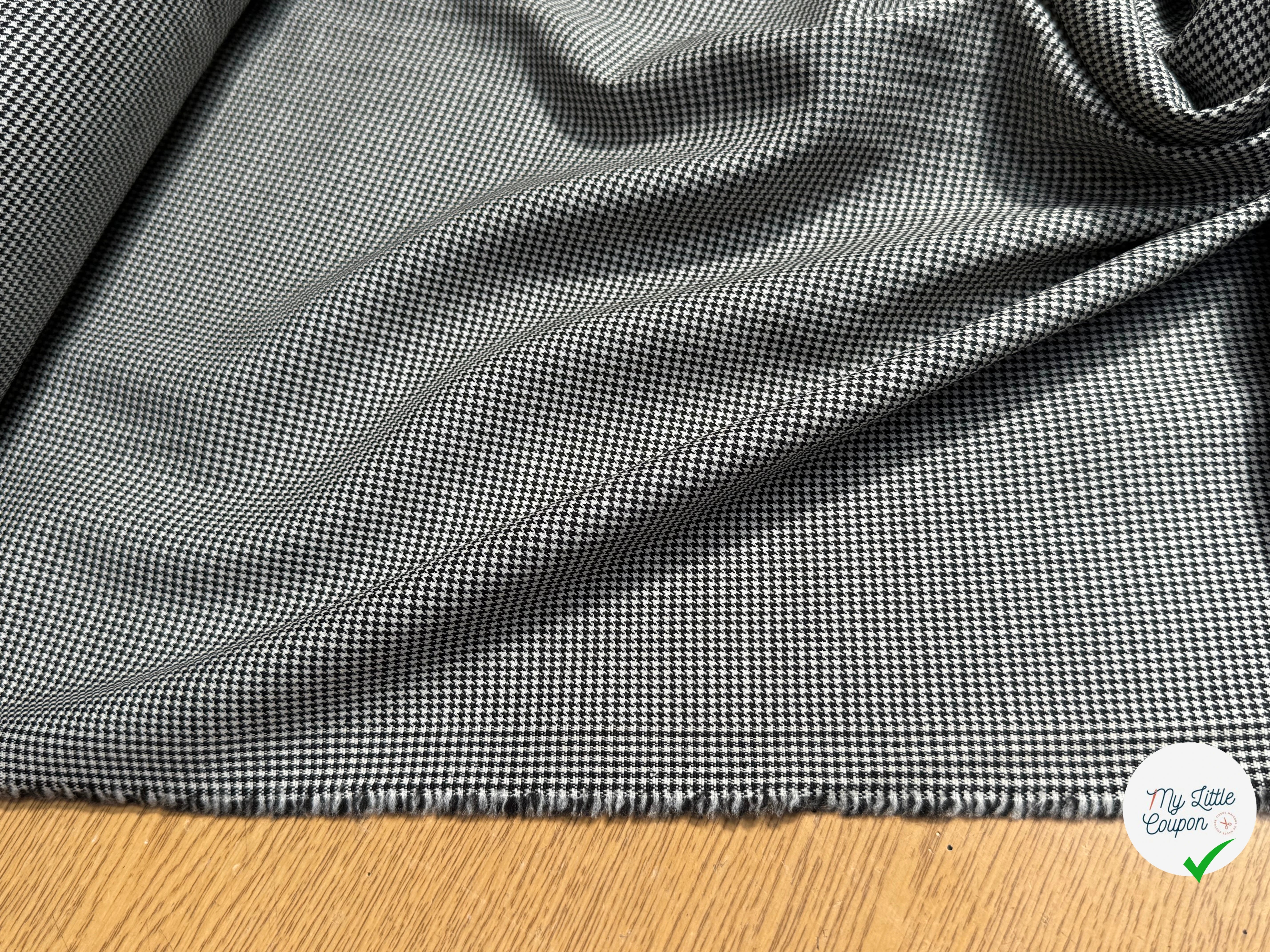 DRAPERIE DE LAINE STRETCH PIED DE POULE BLANC NOIR - My Little Coupon