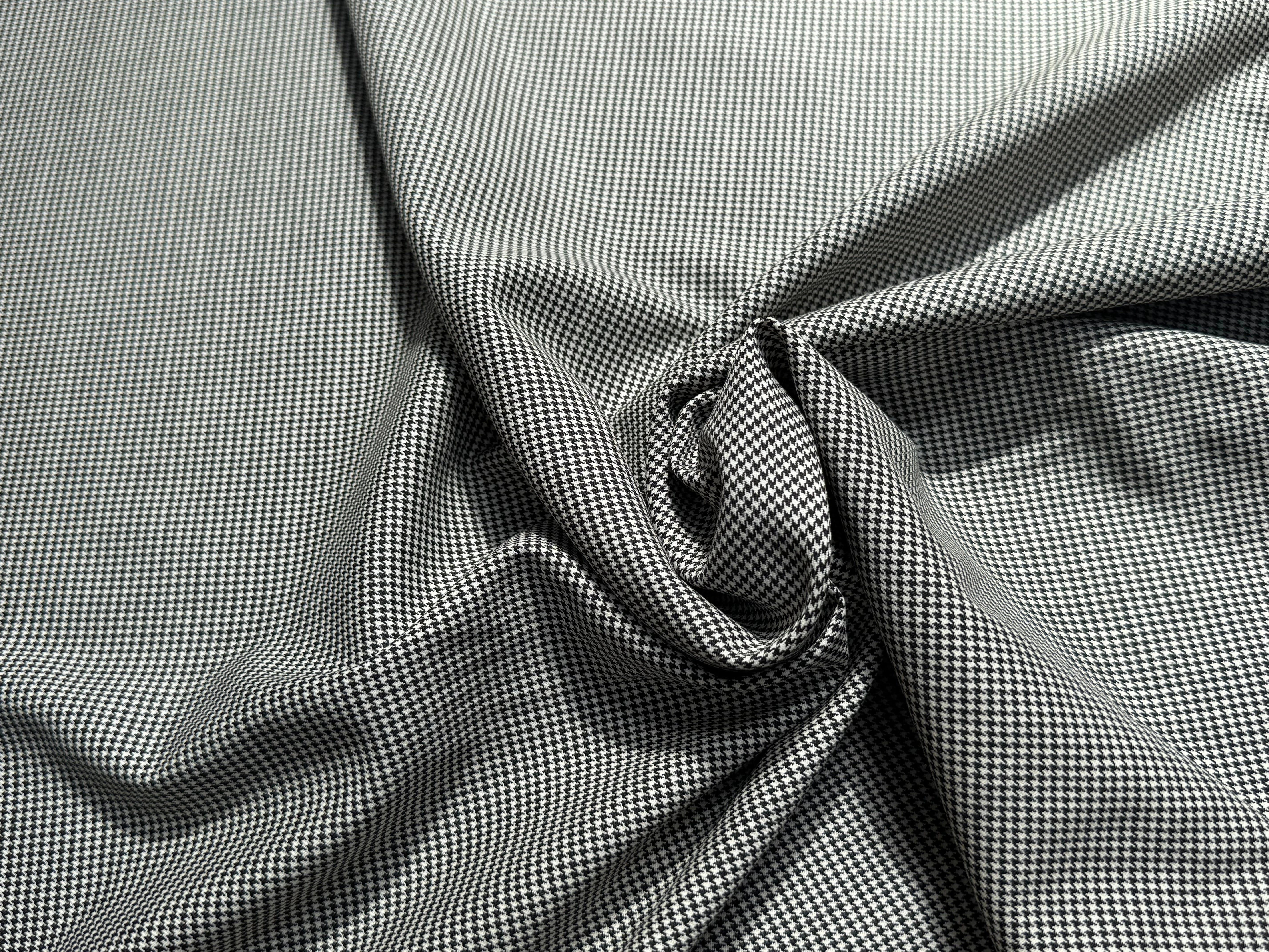 DRAPERIE DE LAINE STRETCH PIED DE POULE BLANC NOIR - My Little Coupon
