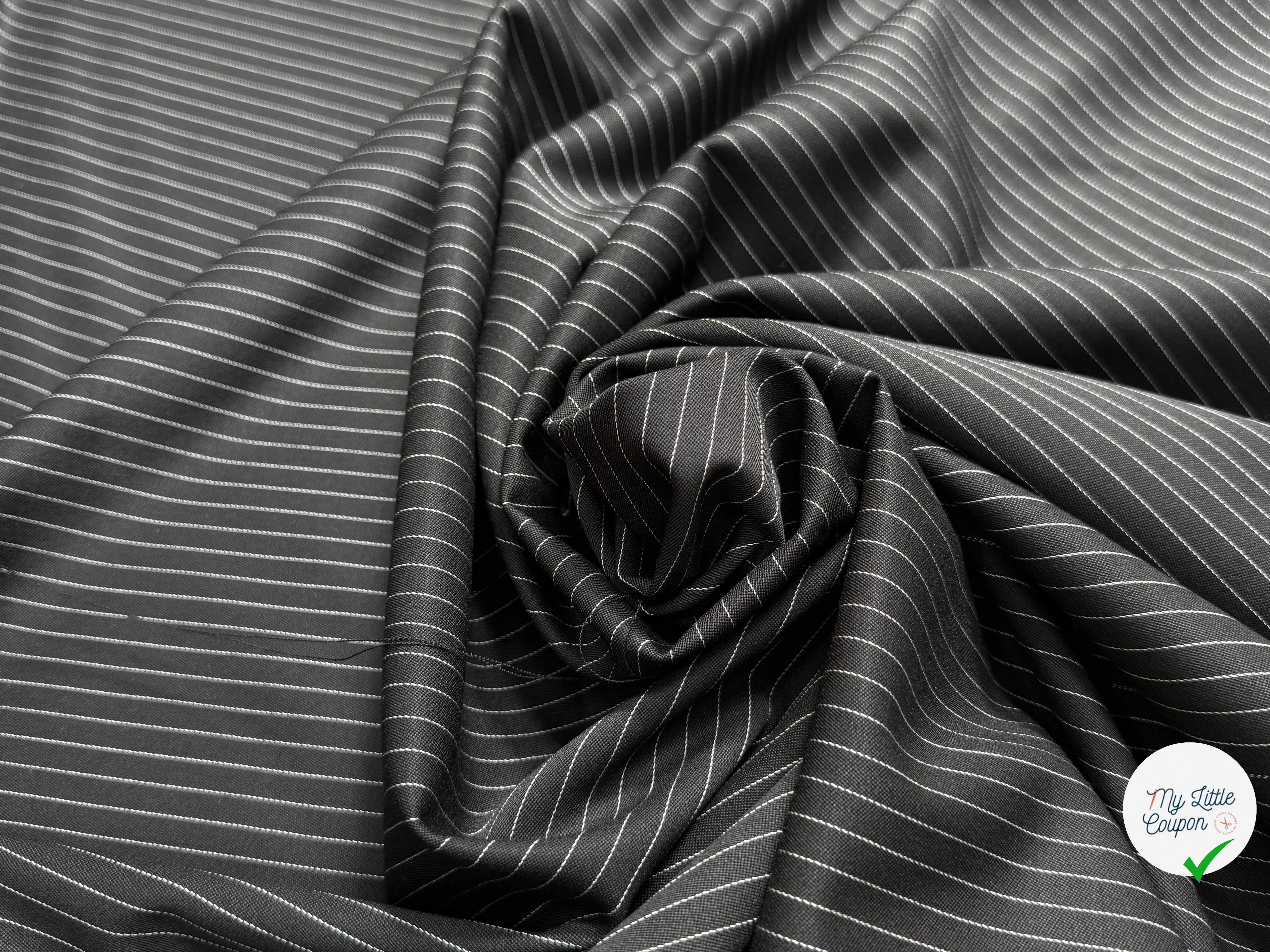 DRAPERIE DE LAINE STRETCH RAYURES TENNIS NOIR - My Little Coupon