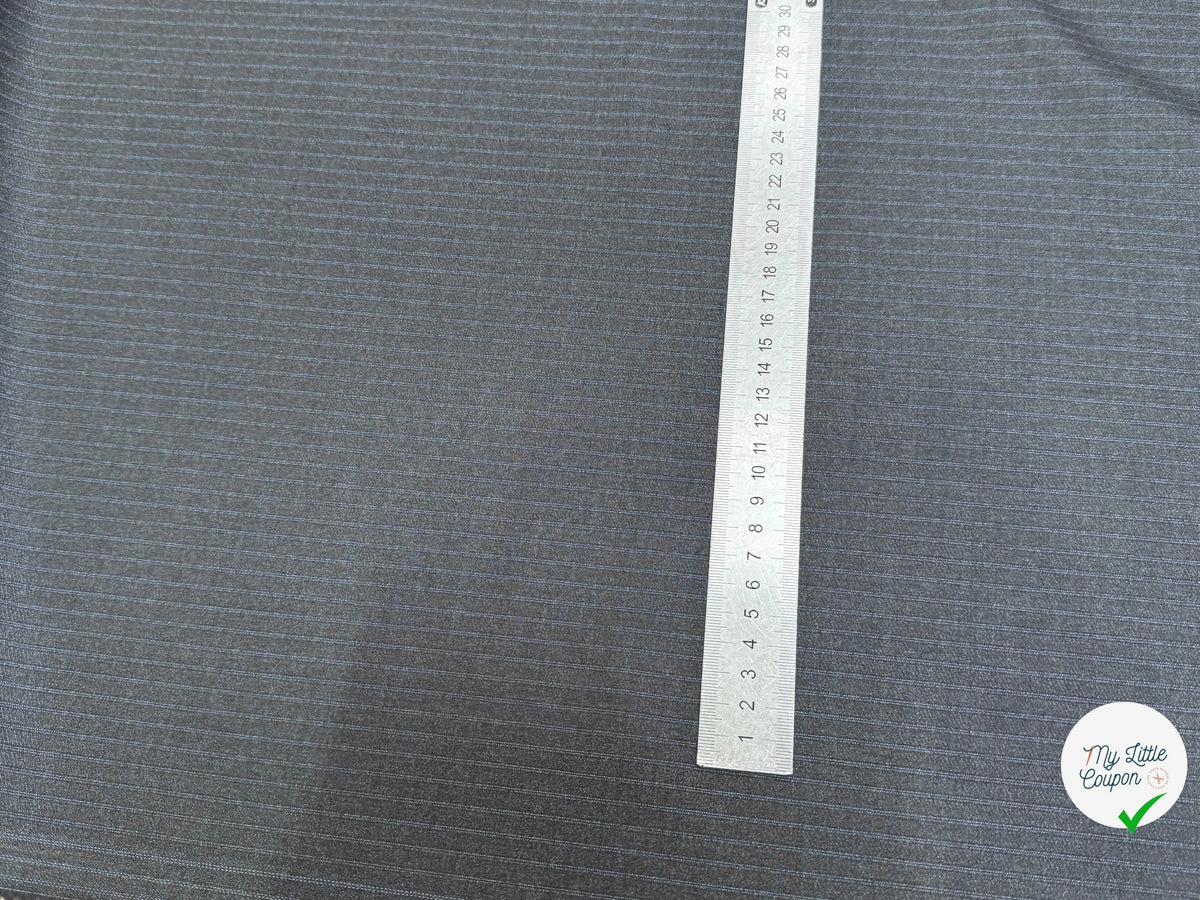 DRAPERIE DE LAINE SUPER 100'S GRIS RAYURES BLEUES TRÈS ÉLÉGANT - My Little Coupon