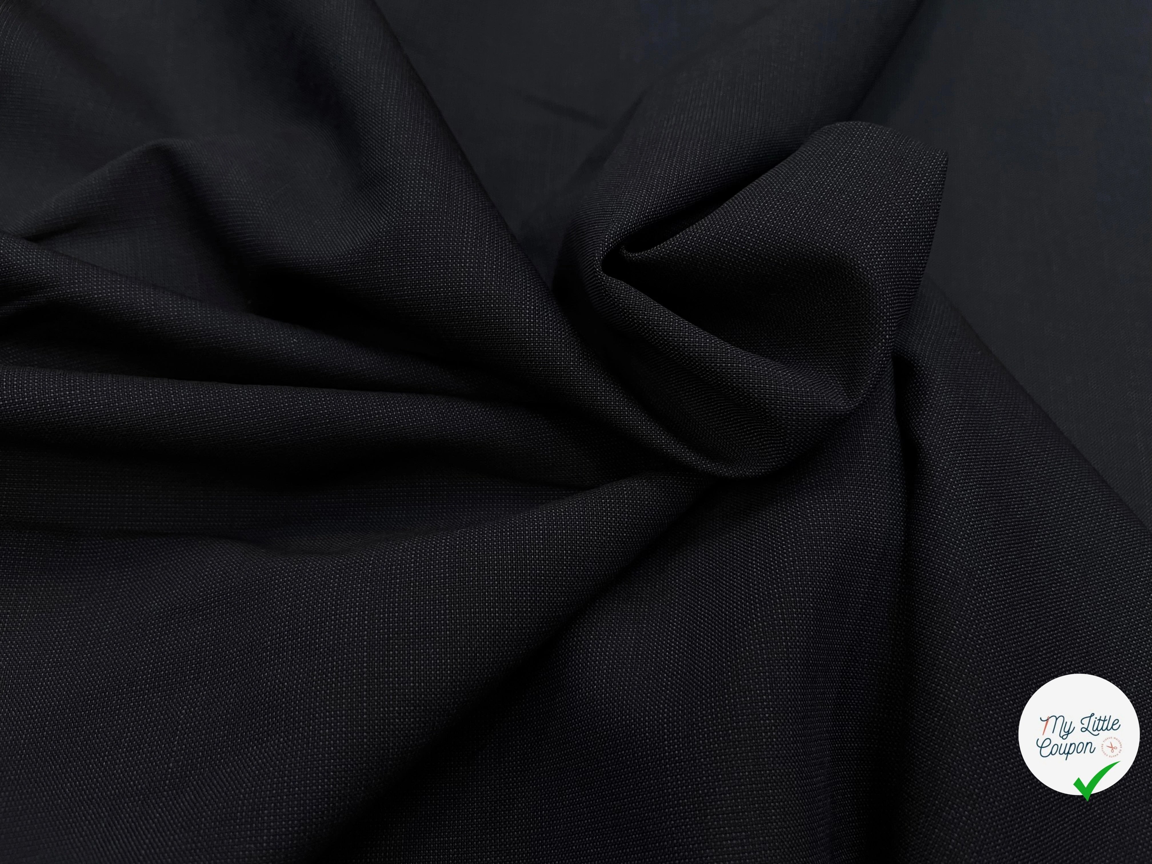 DRAPERIE DE LAINE SUPERBE BLEU NUIT D'ÉTÉ DEPERLANTE FIL ROUGE SUR UNE LISIÈRE - My Little Coupon