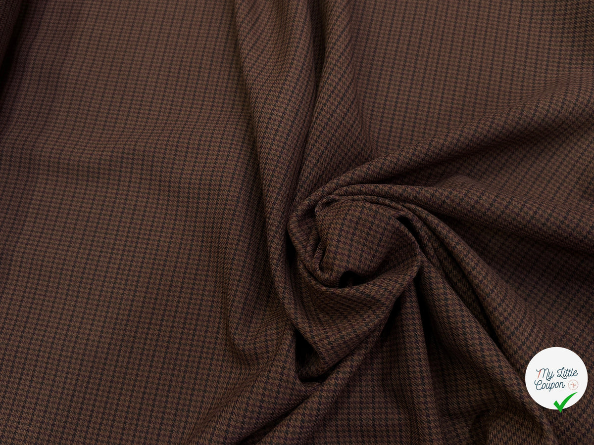 DRAPERIE LOURDE MINI PIED-DE-POULE MULTICOLORE FOND CHOCOLAT LÉGÈREMENT STRETCH - My Little Coupon