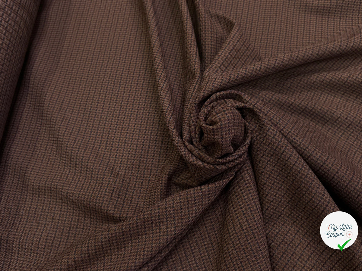 DRAPERIE LOURDE MINI PIED-DE-POULE MULTICOLORE FOND CHOCOLAT LÉGÈREMENT STRETCH - My Little Coupon