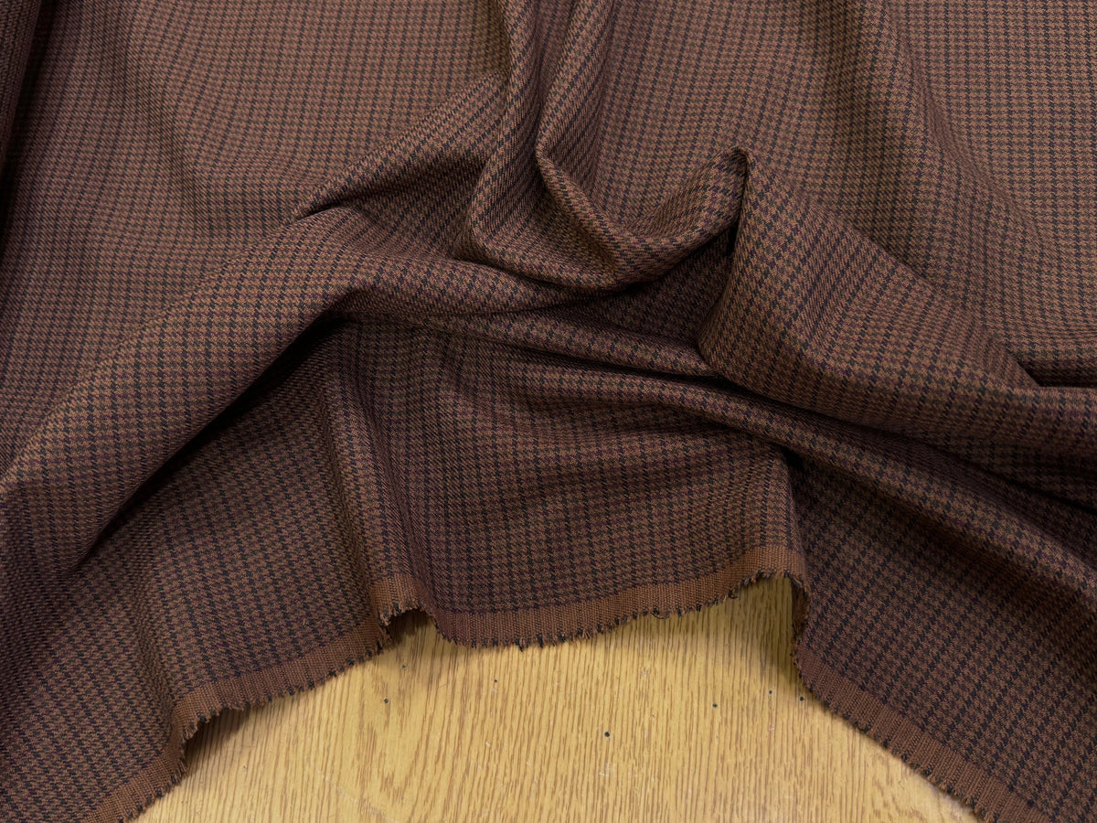 DRAPERIE LOURDE MINI PIED-DE-POULE MULTICOLORE FOND CHOCOLAT LÉGÈREMENT STRETCH - My Little Coupon