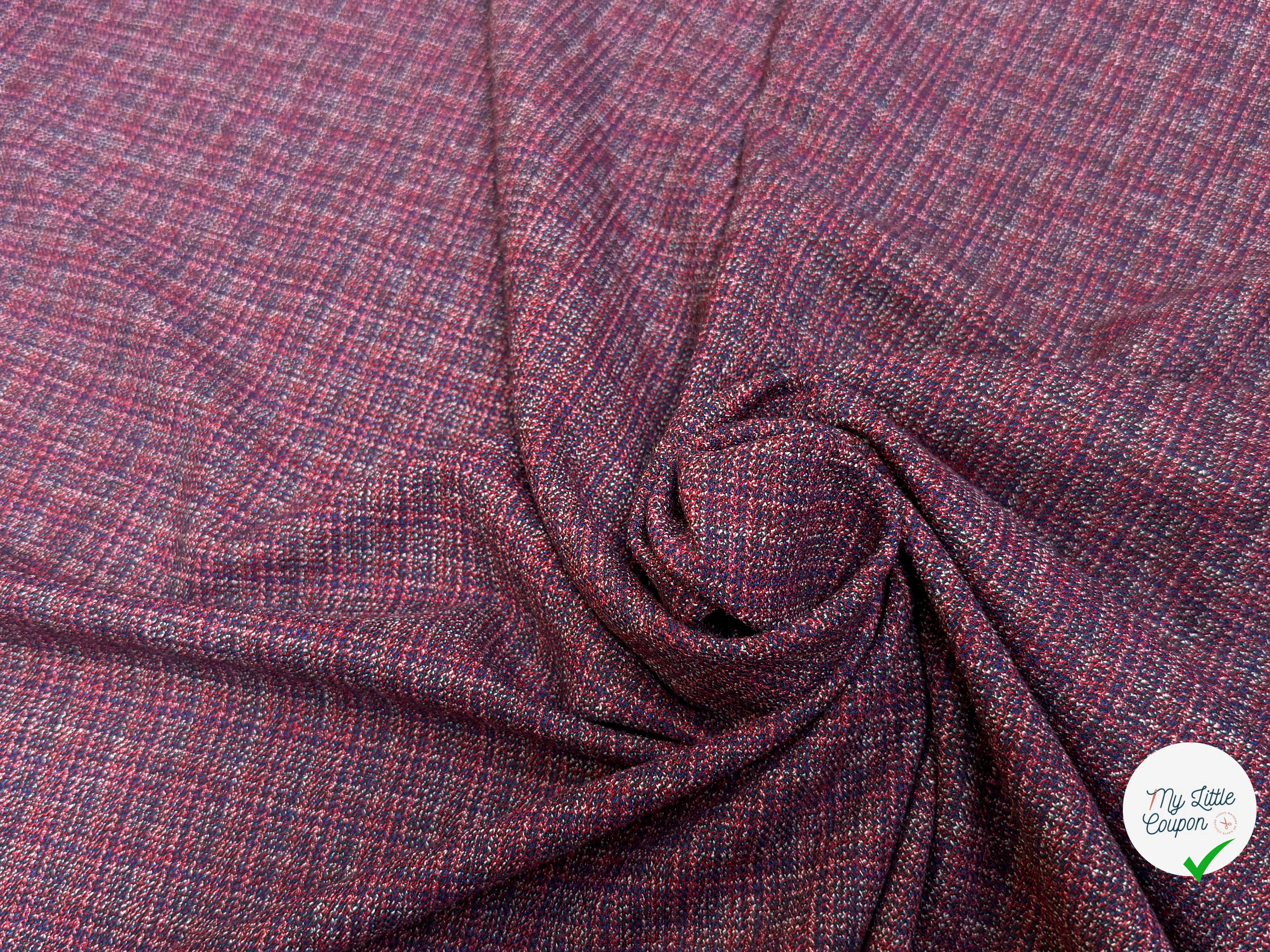 DRAPERIE POLYLAINE STRETCH TENUE ÉLÉGANTE ROUGE MULTICO - My Little Coupon