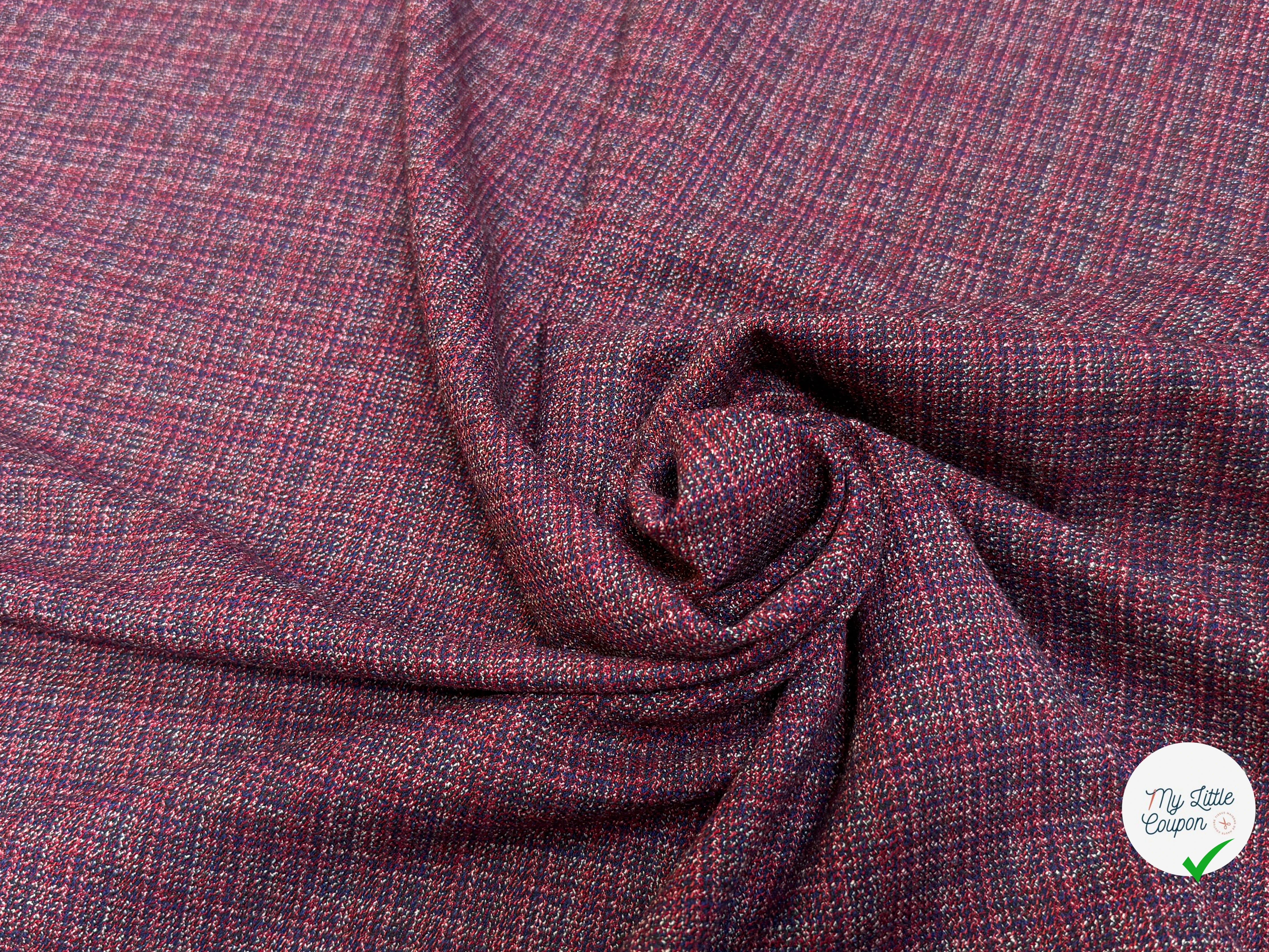 DRAPERIE POLYLAINE STRETCH TENUE ÉLÉGANTE ROUGE MULTICO - My Little Coupon