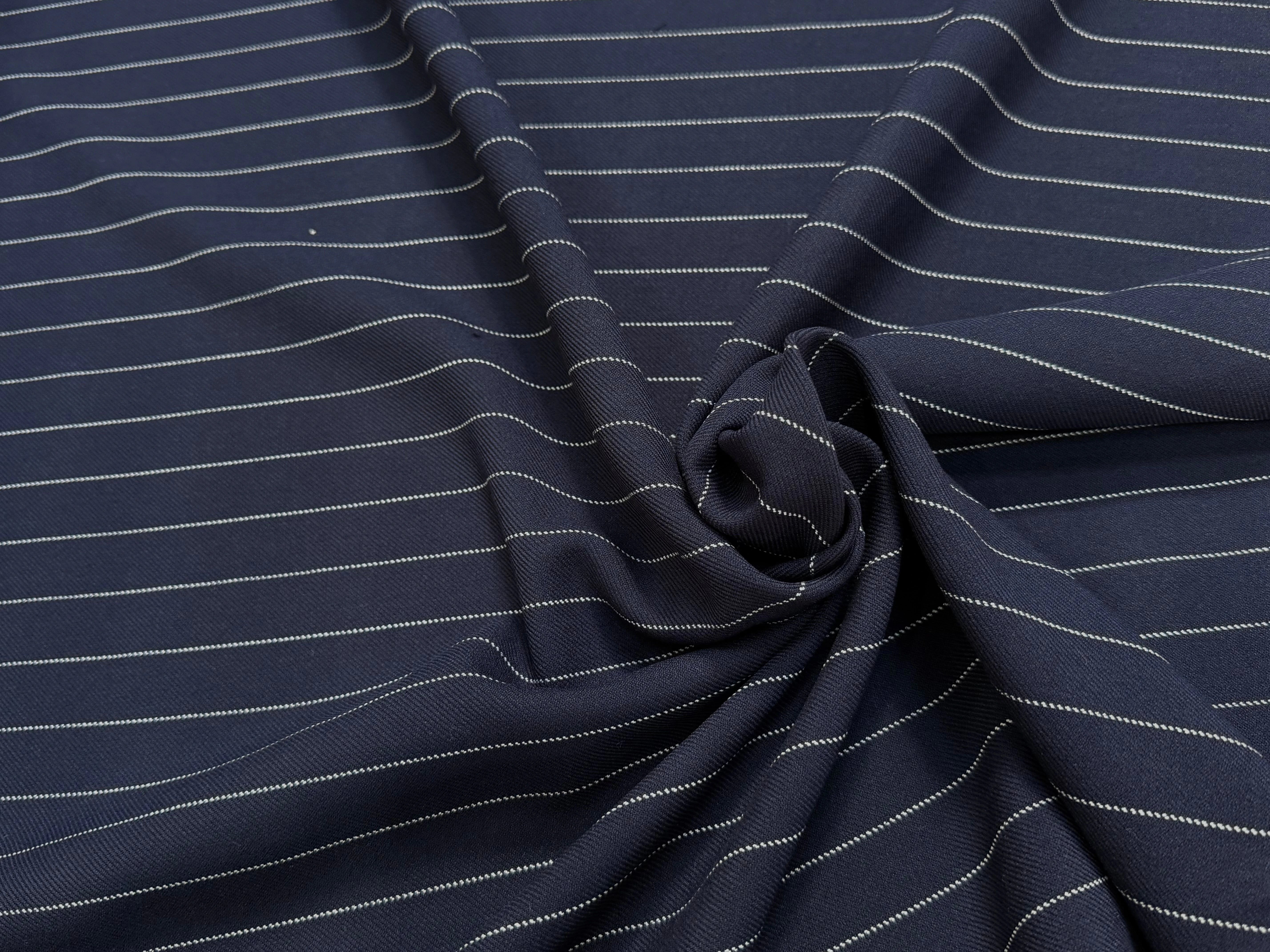 DRAPERIE POLYVISCOSE LOURDE STRETCH MARINE À RAYURES - My Little Coupon