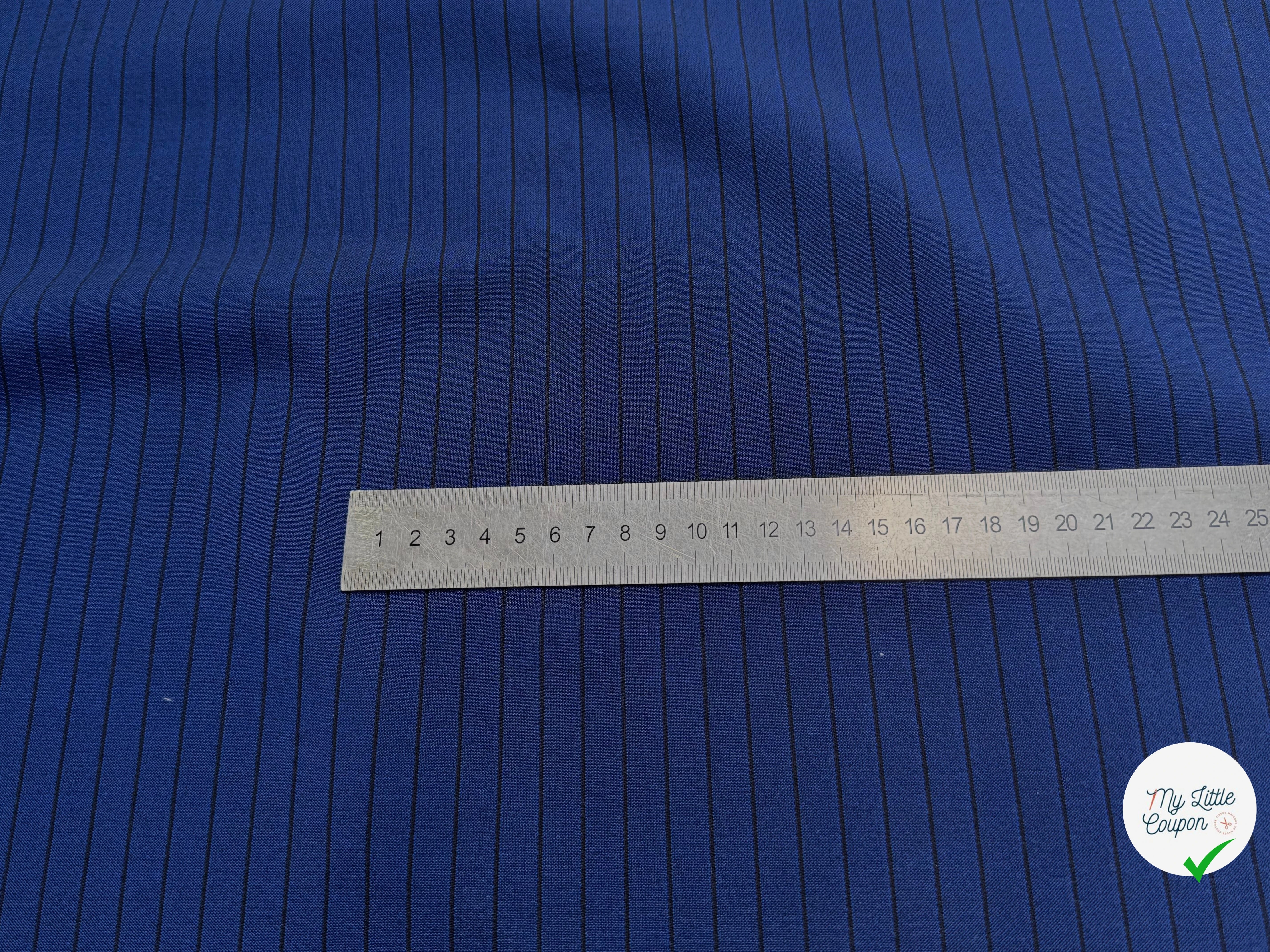 DRAPERIE POLYVISCOSE LOURDE ULTRA STRETCH BLEU À RAYURES CHIC TENUE - My Little Coupon