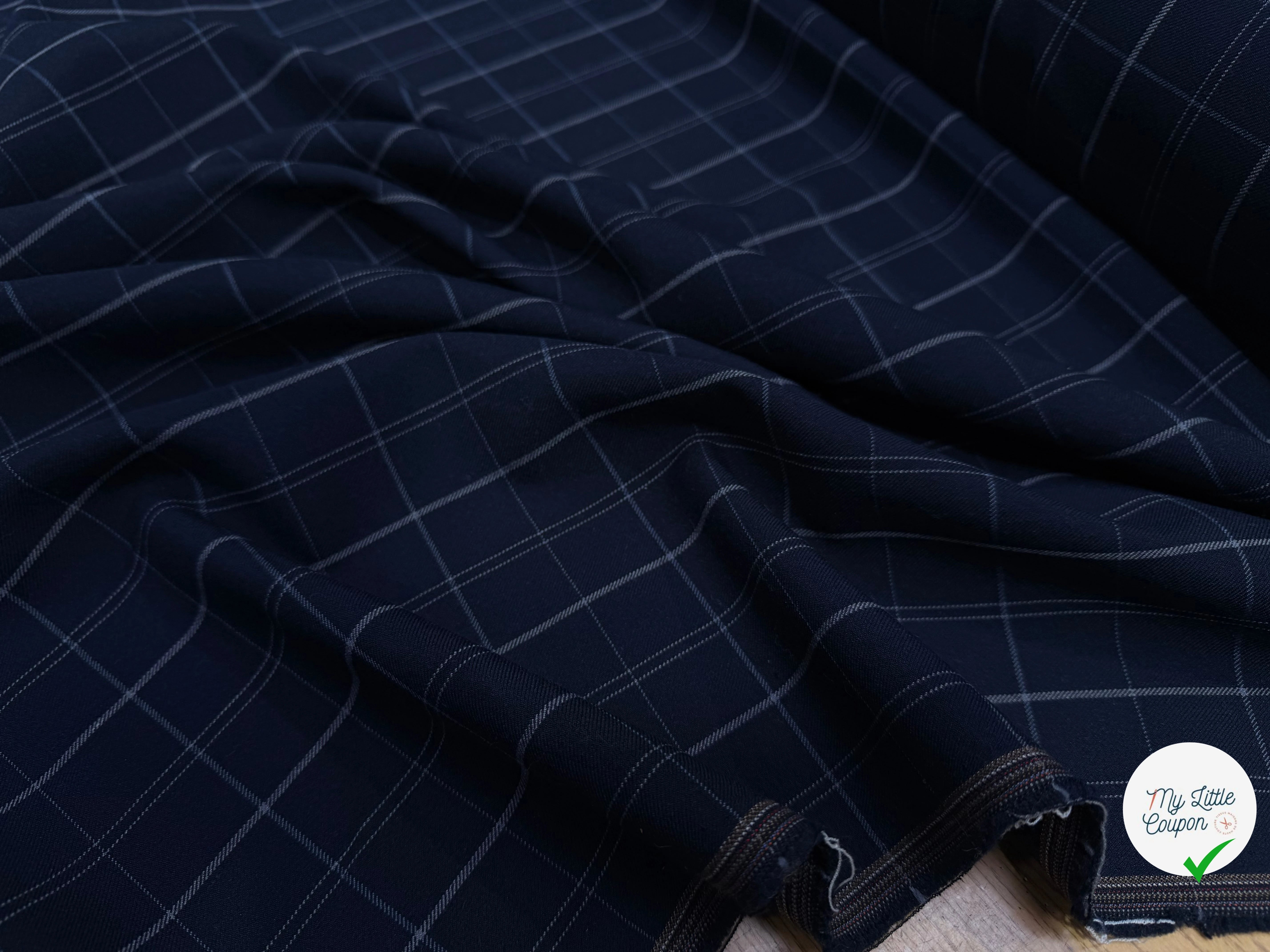 DRAPERIE SERGÉ CARREAUX NAVY - My Little Coupon