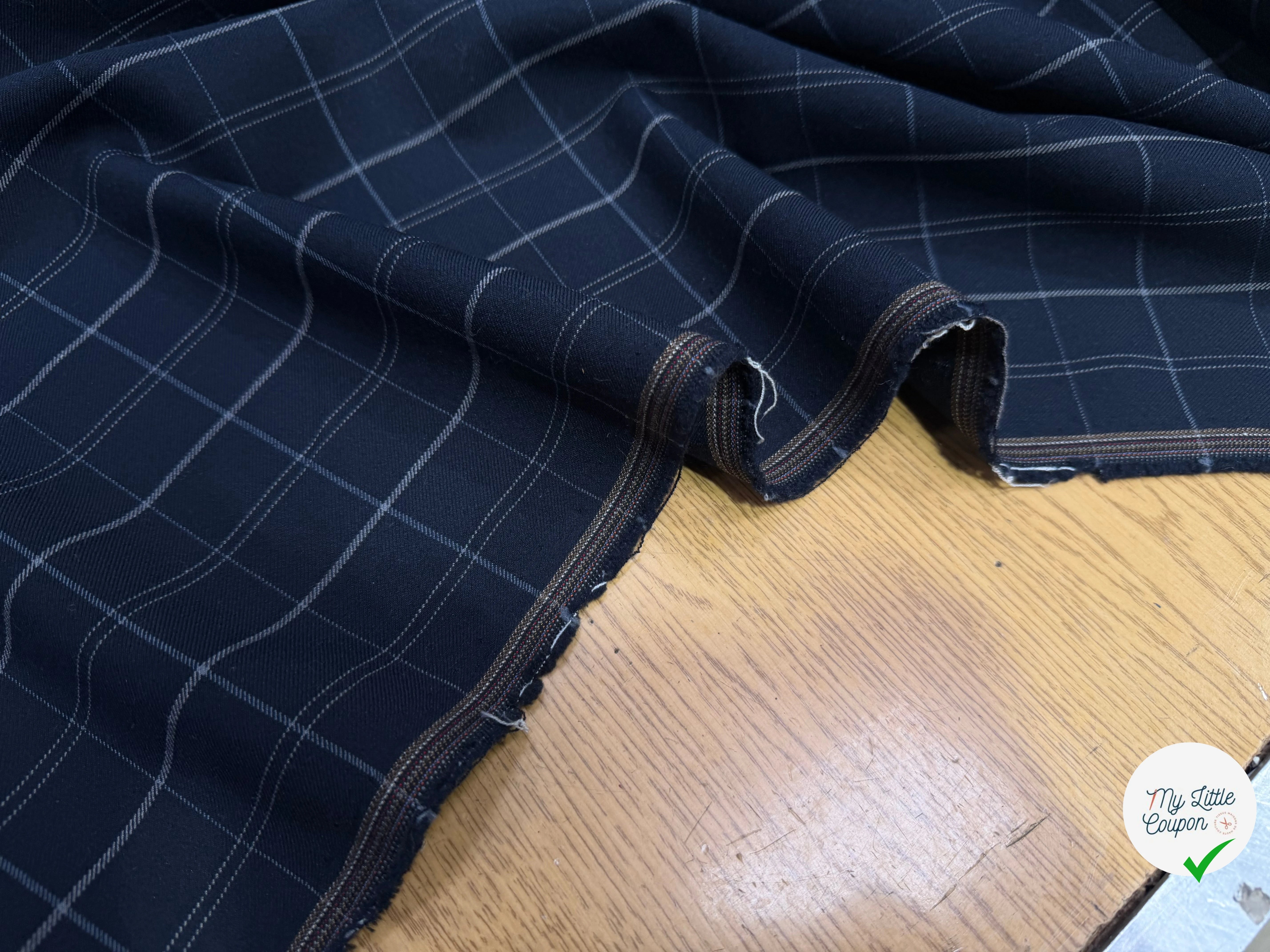 DRAPERIE SERGÉ CARREAUX NAVY - My Little Coupon