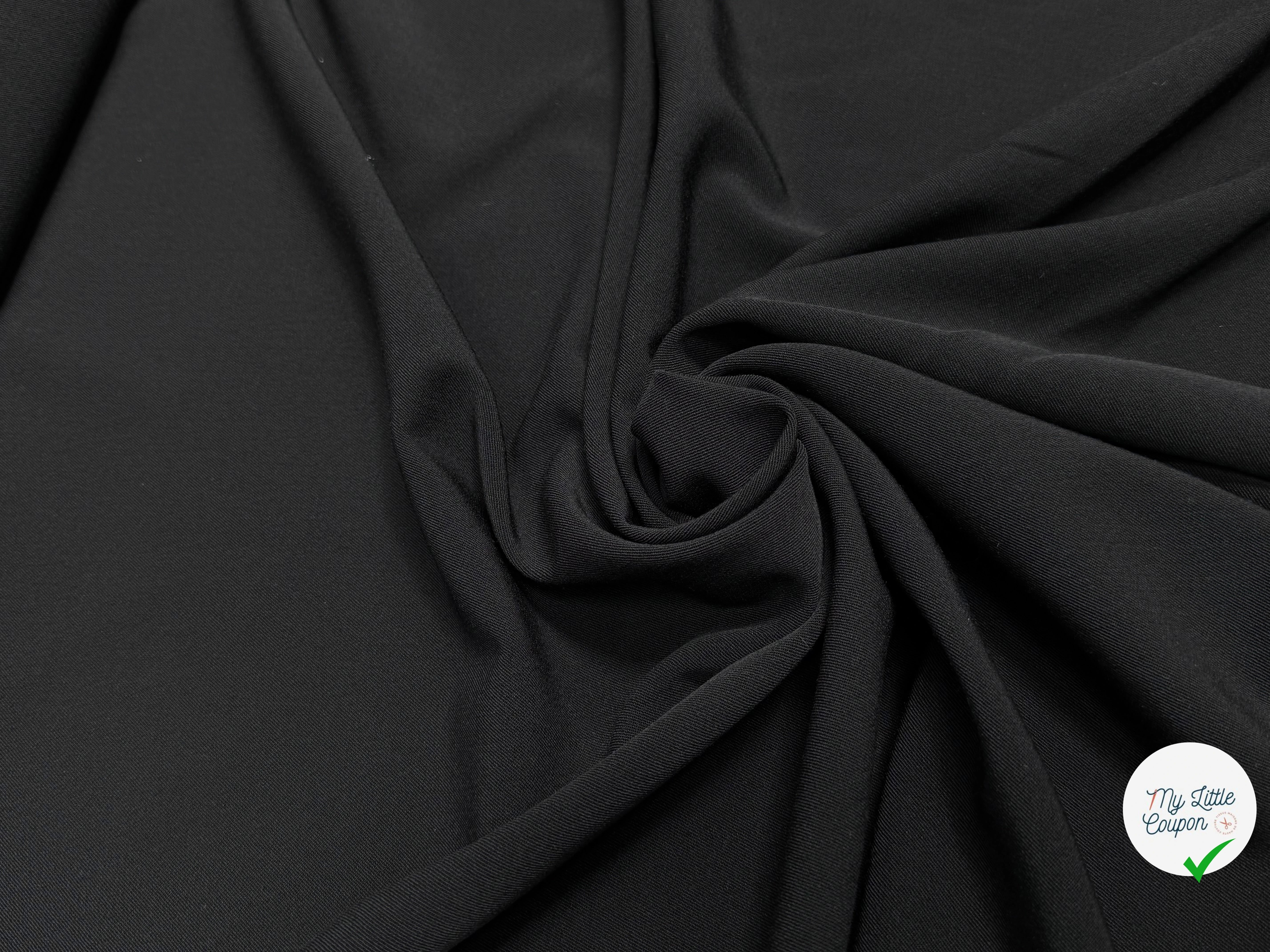 DRAPERIE SERGÉE POLYAINE NOIR 43% LAINE STRETCH - My Little Coupon