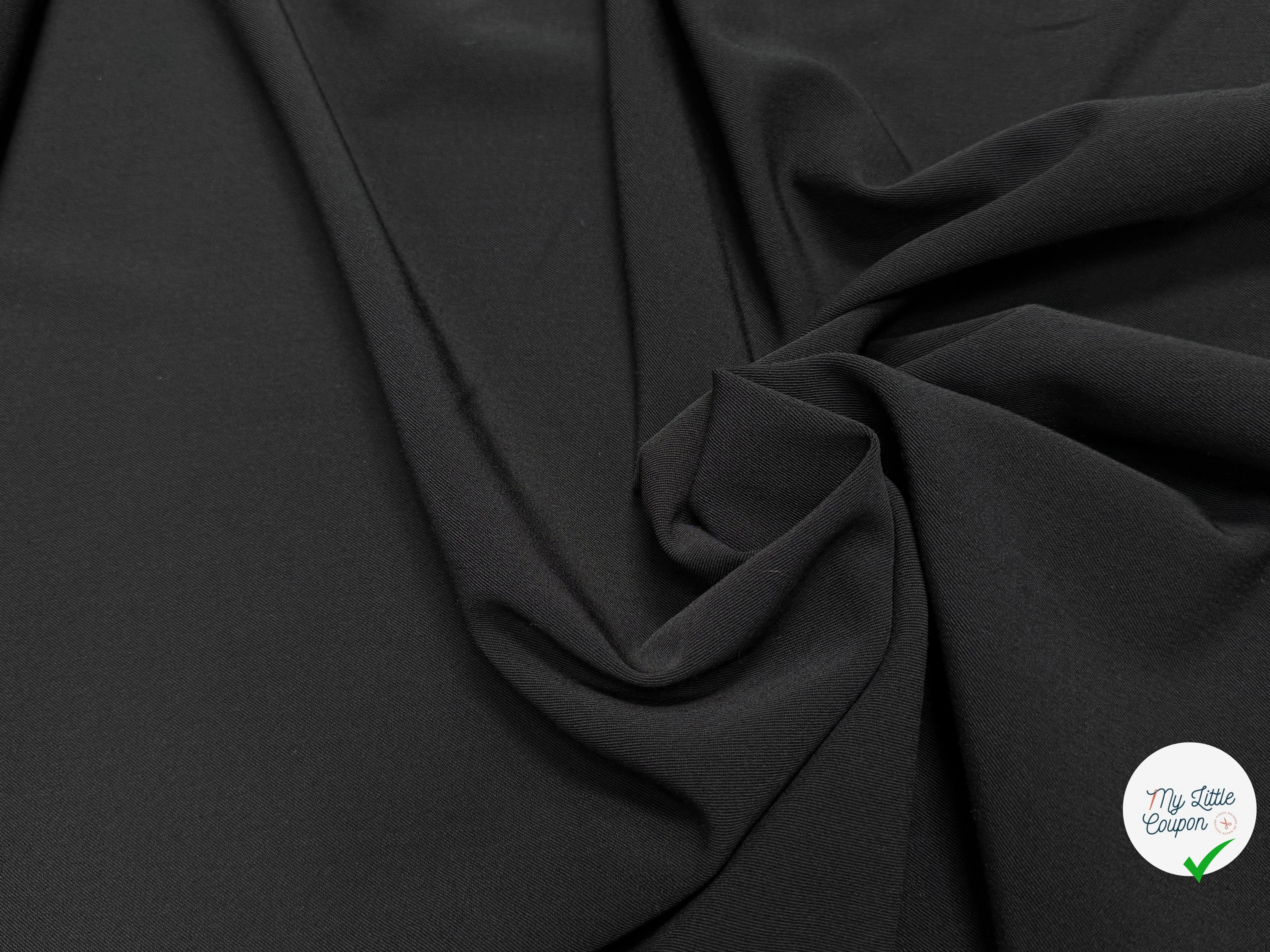 DRAPERIE SERGÉE POLYAINE NOIR 43% LAINE STRETCH - My Little Coupon