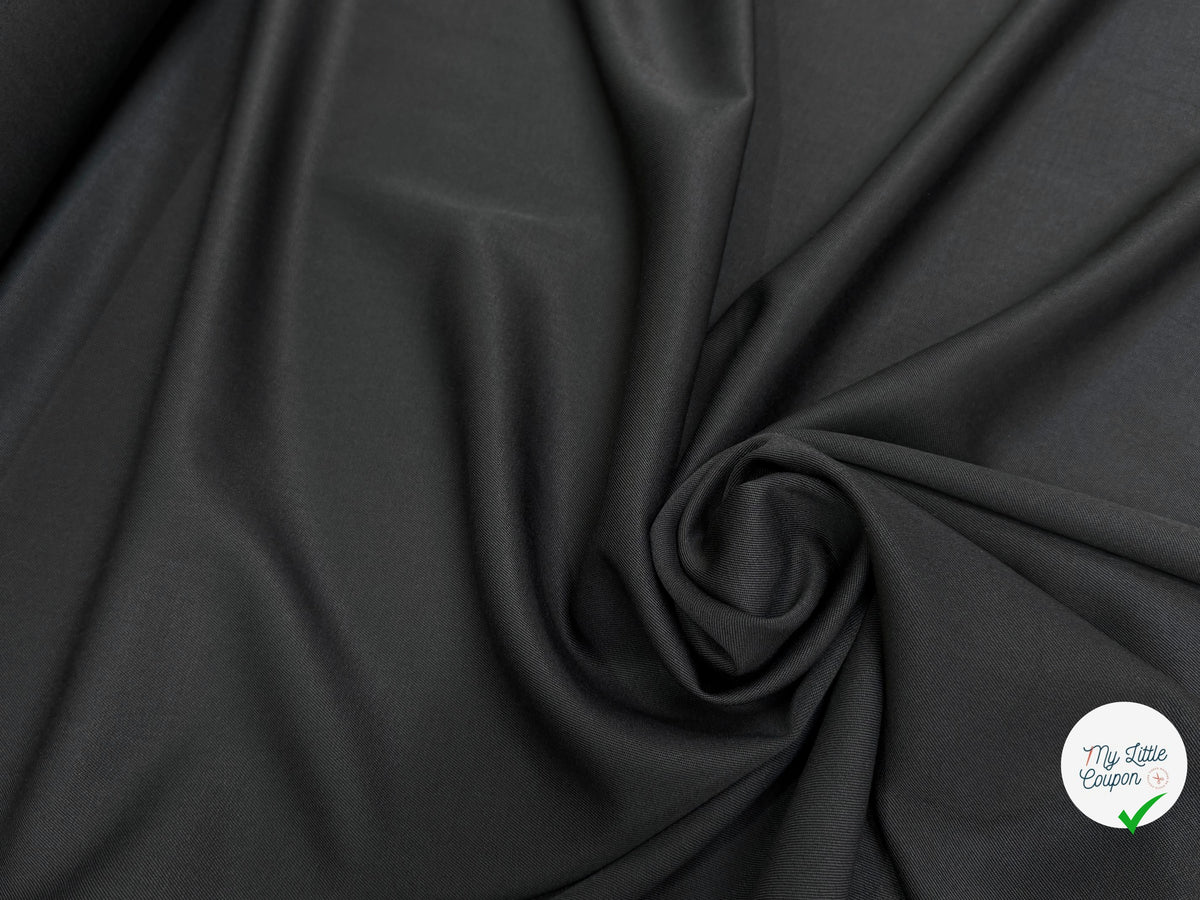 DRAPERIE SERGÉE POLYLAINE NOIR TOMBÉ SOYEUX - My Little Coupon