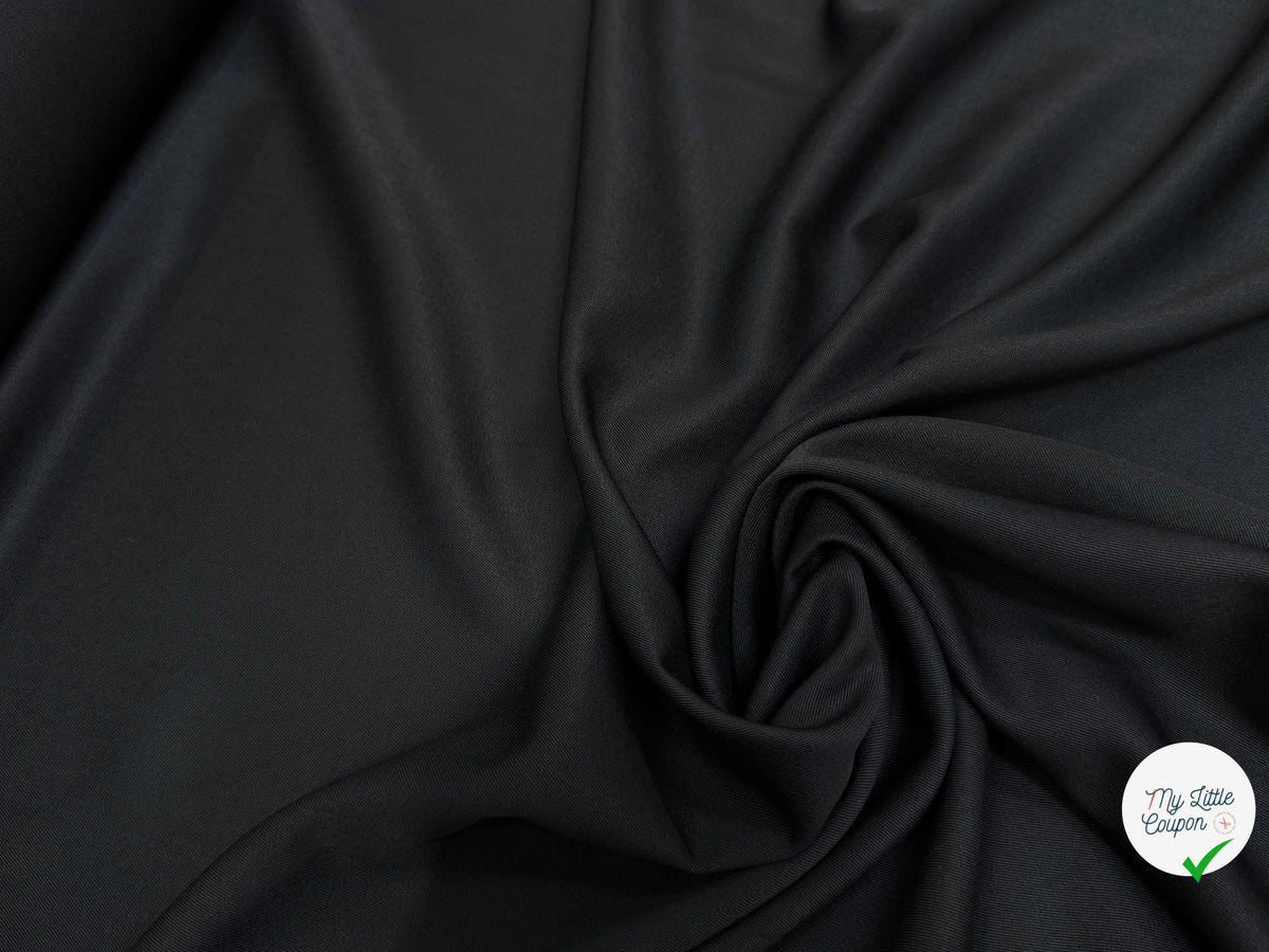 DRAPERIE SERGÉE POLYLAINE NOIR TOMBÉ SOYEUX - My Little Coupon