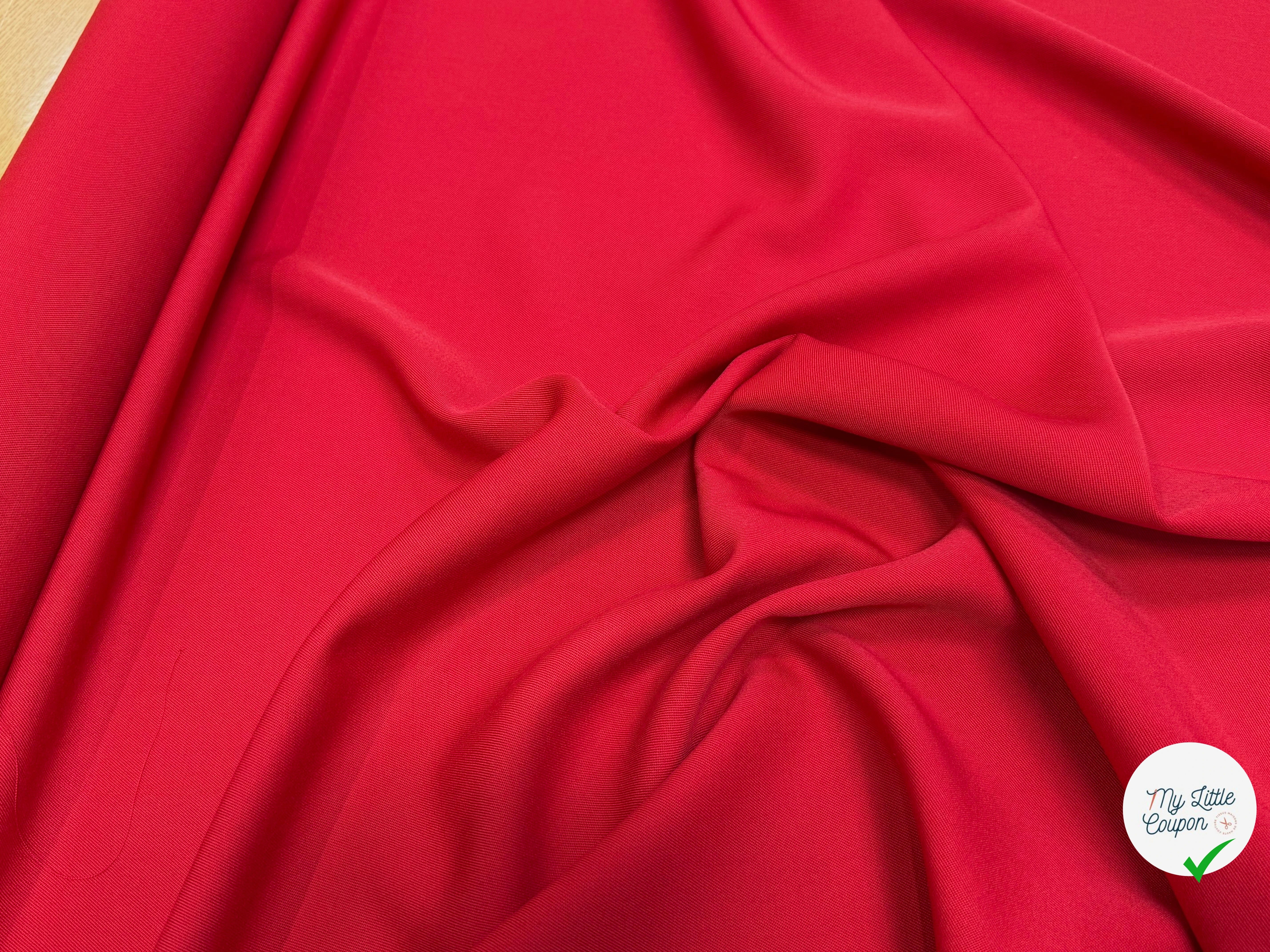 DRAPERIE SERGÉE POLYLAINE ROUGE PARFAITE TENUE - My Little Coupon
