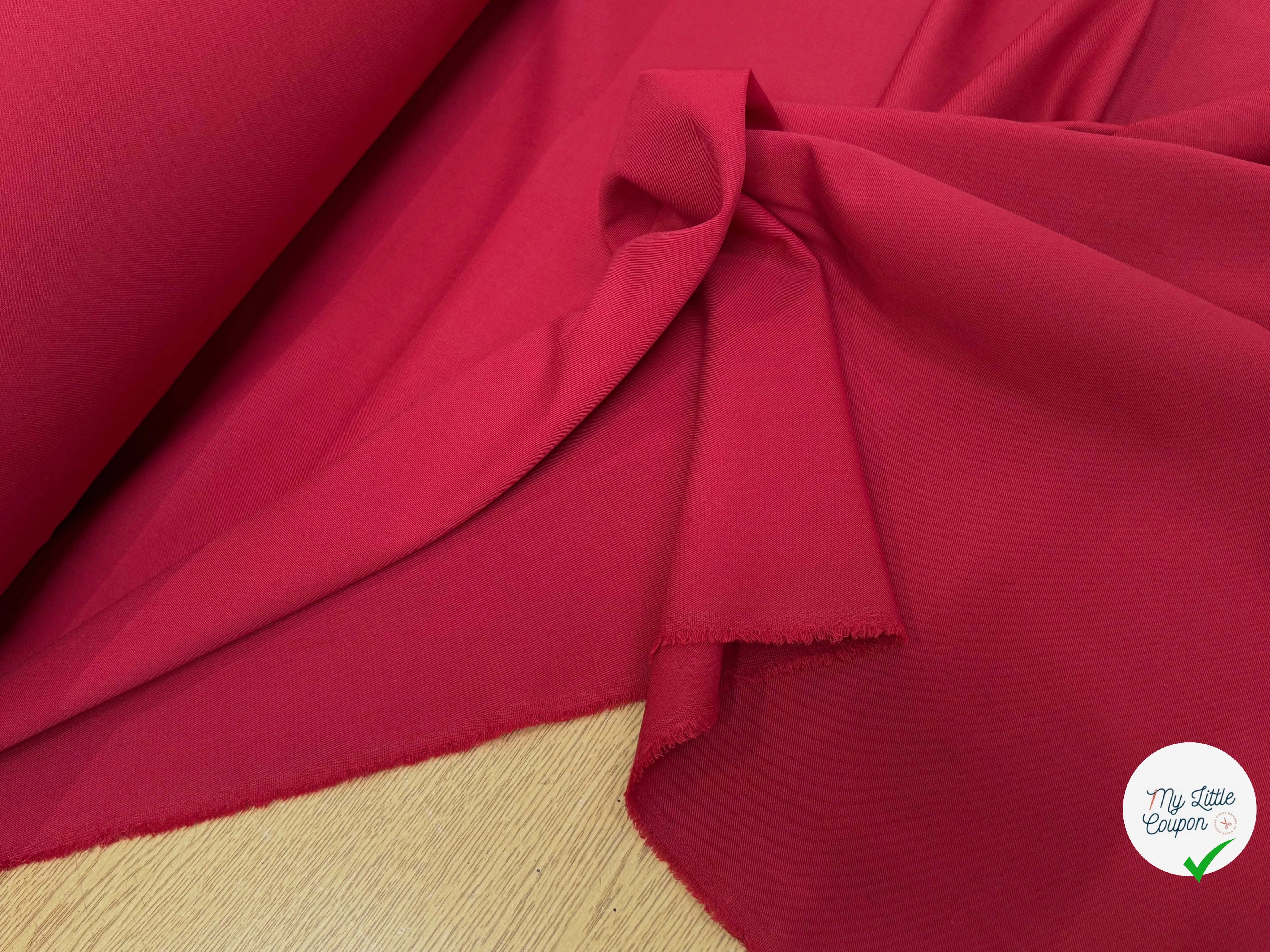 DRAPERIE SERGÉE POLYLAINE STRETCH CERISE NET - My Little Coupon