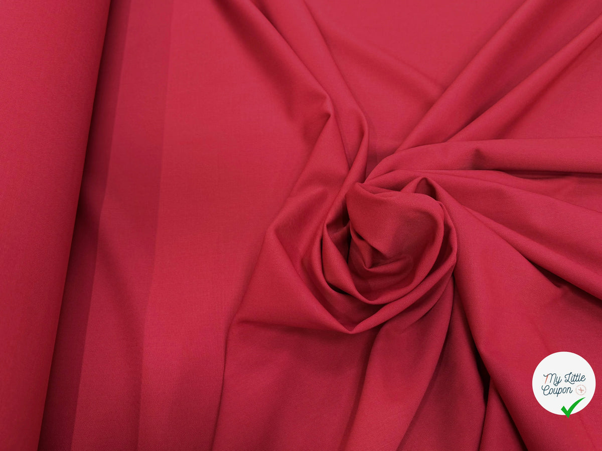 DRAPERIE SERGÉE POLYLAINE STRETCH CERISE NET - My Little Coupon