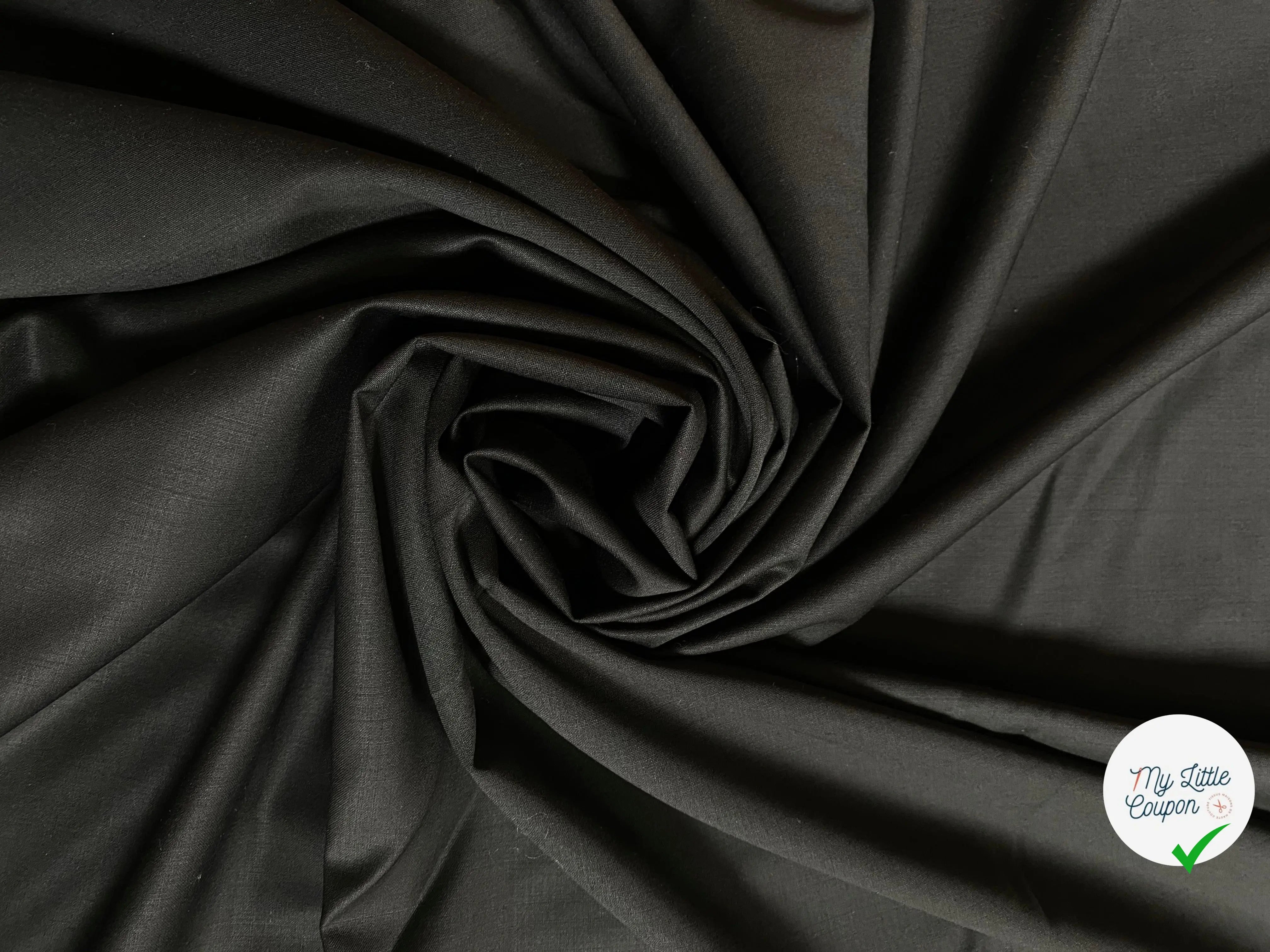DRAPERIE EXTENSIBLE NOIRE 94%LAINE VIERGE - My Little Coupon - tissu - coudre