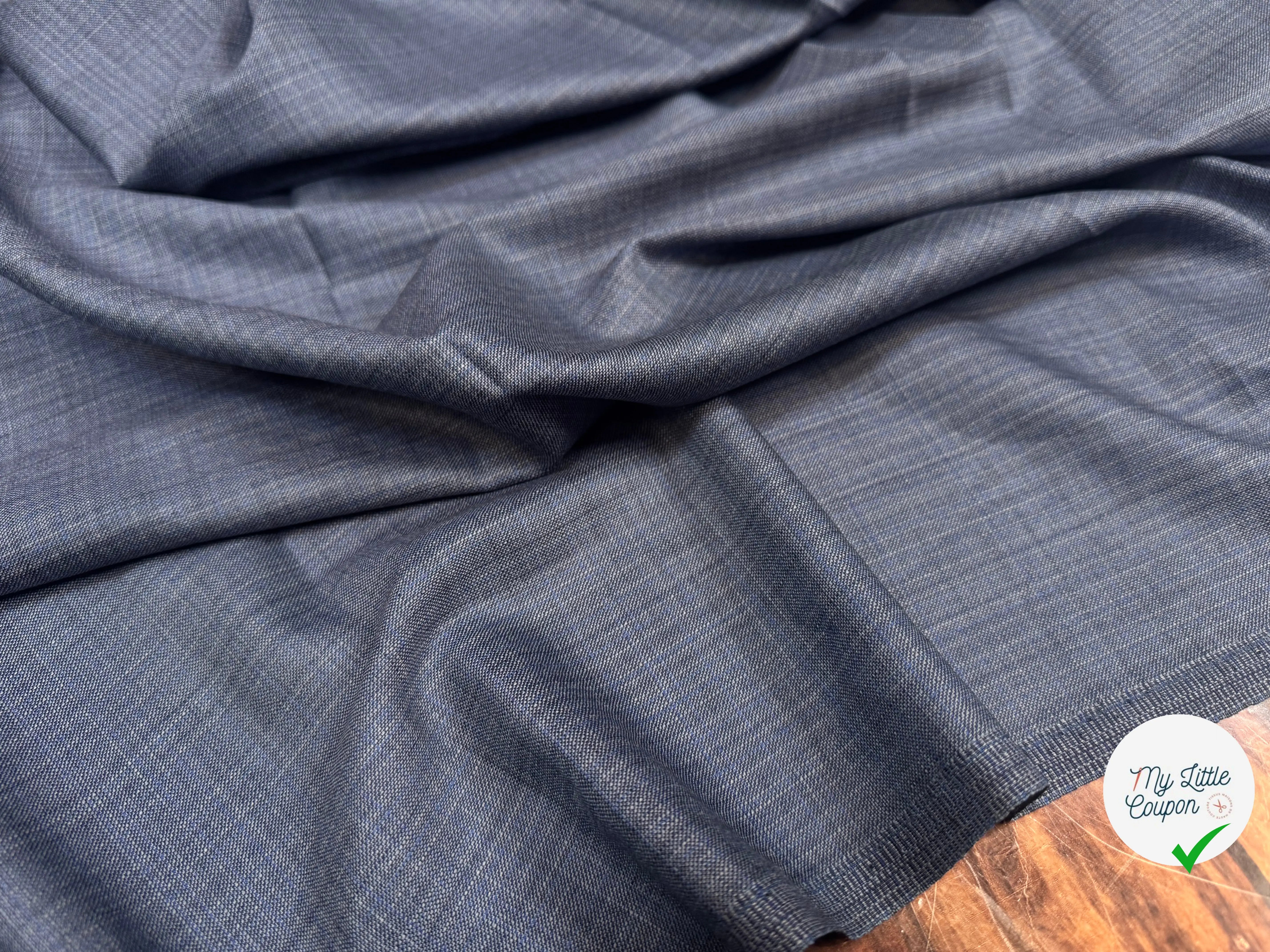 DRAPERIE VITALE BARBERIS  100% LAINE CADET BLUE CHINÉ - My Little Coupon