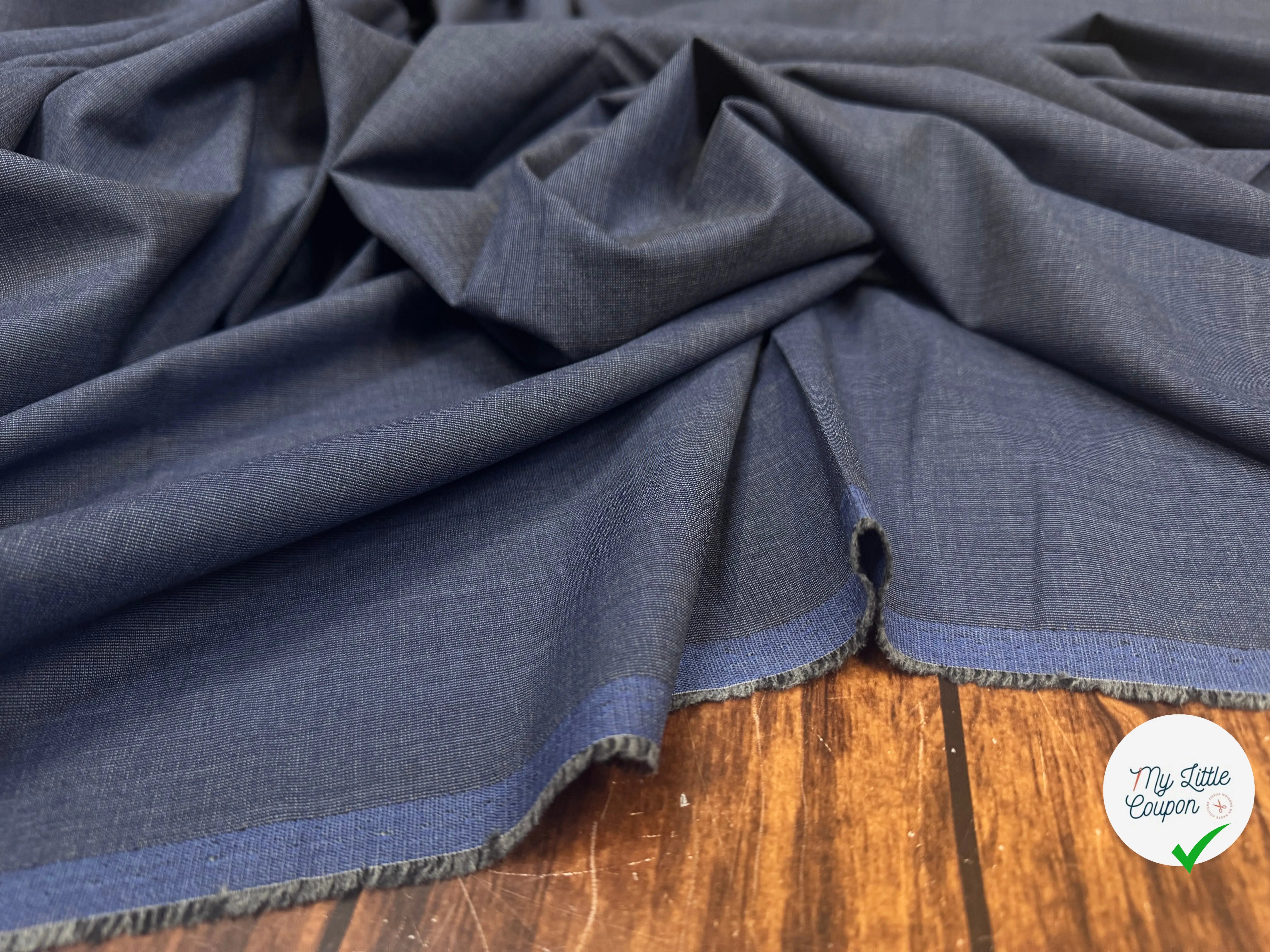 DRAPERIE VITALE BARBERIS 100% LAINE PRINCE SHUTTLE GREY BLUE - My Little Coupon
