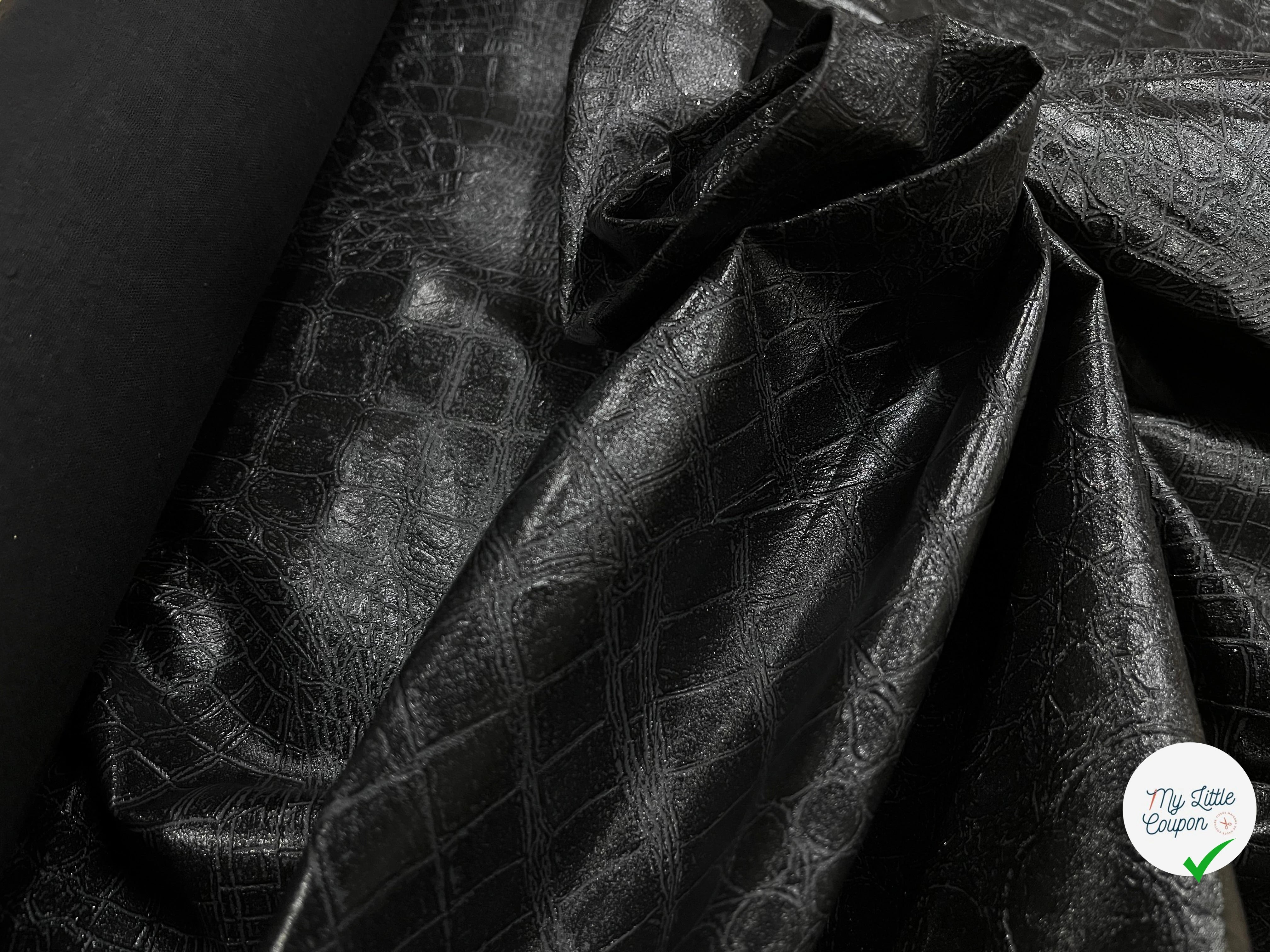FAUX CUIR PEAU DE CROCODILLE NOIR - My Little Coupon