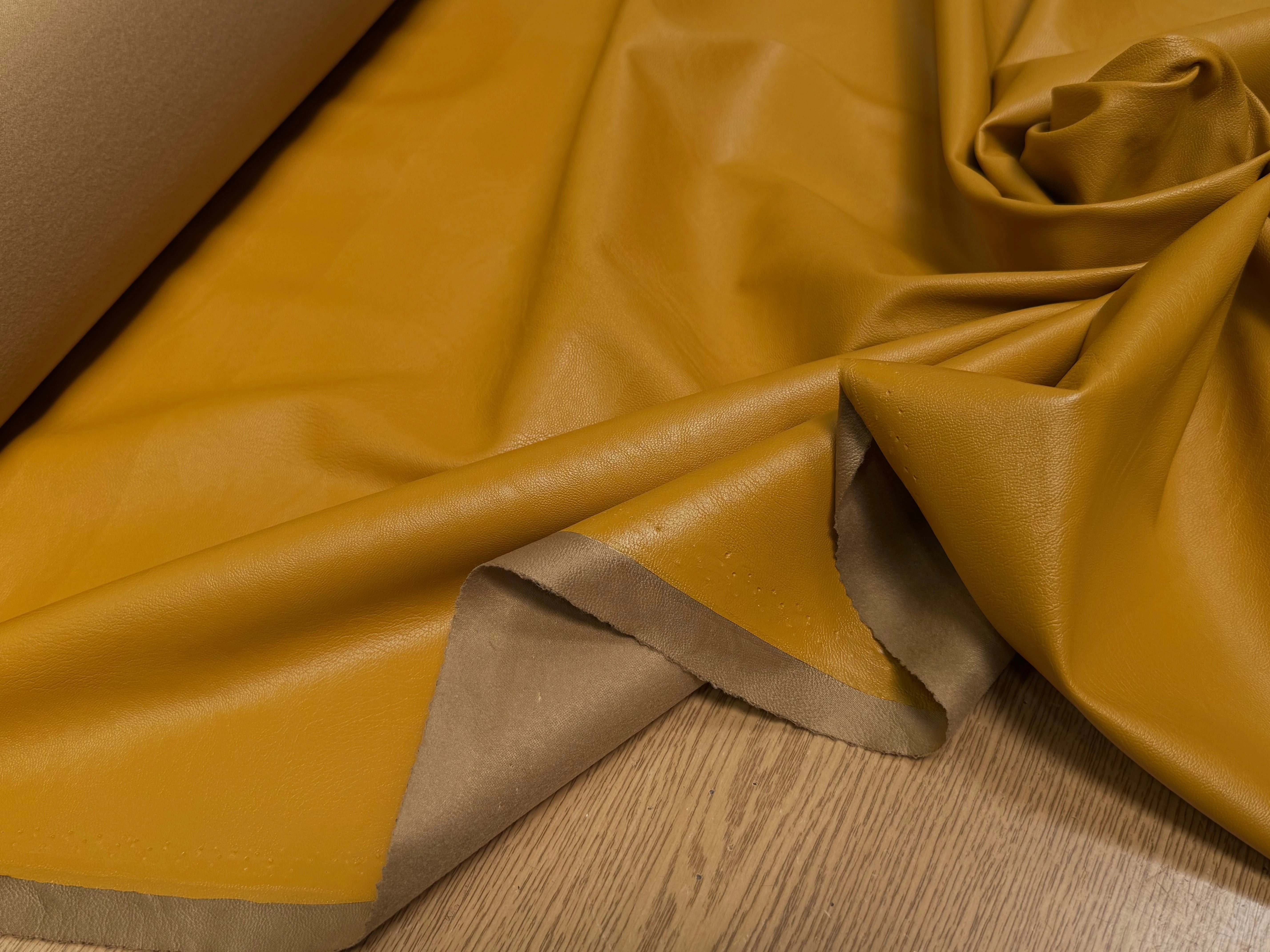 FAUX CUIR SOUPLE MOUTARDE STRETCH - My Little Coupon