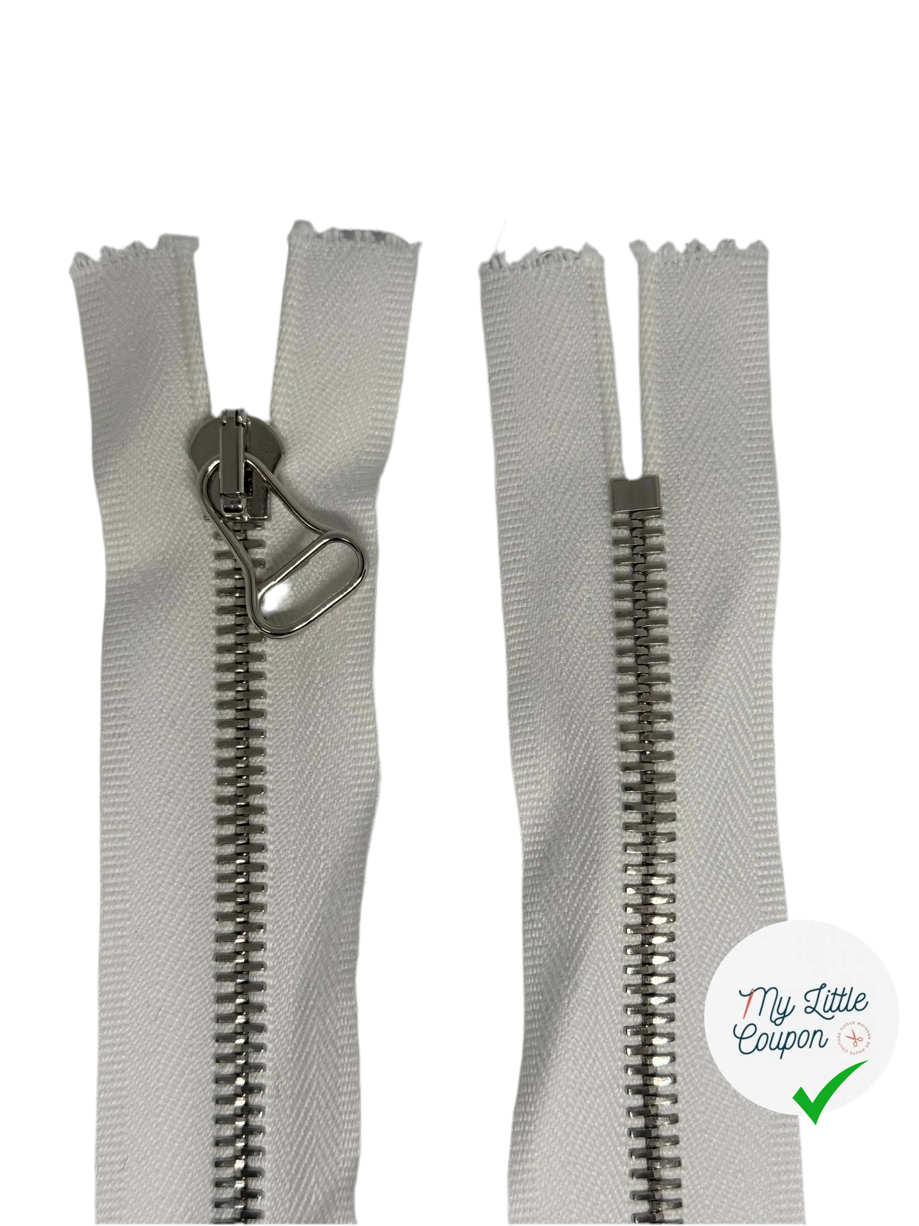 FERMETURE BLANCHE MÉTAL ARGENTÉ 43CM NON SÉPARABLE - My Little Coupon