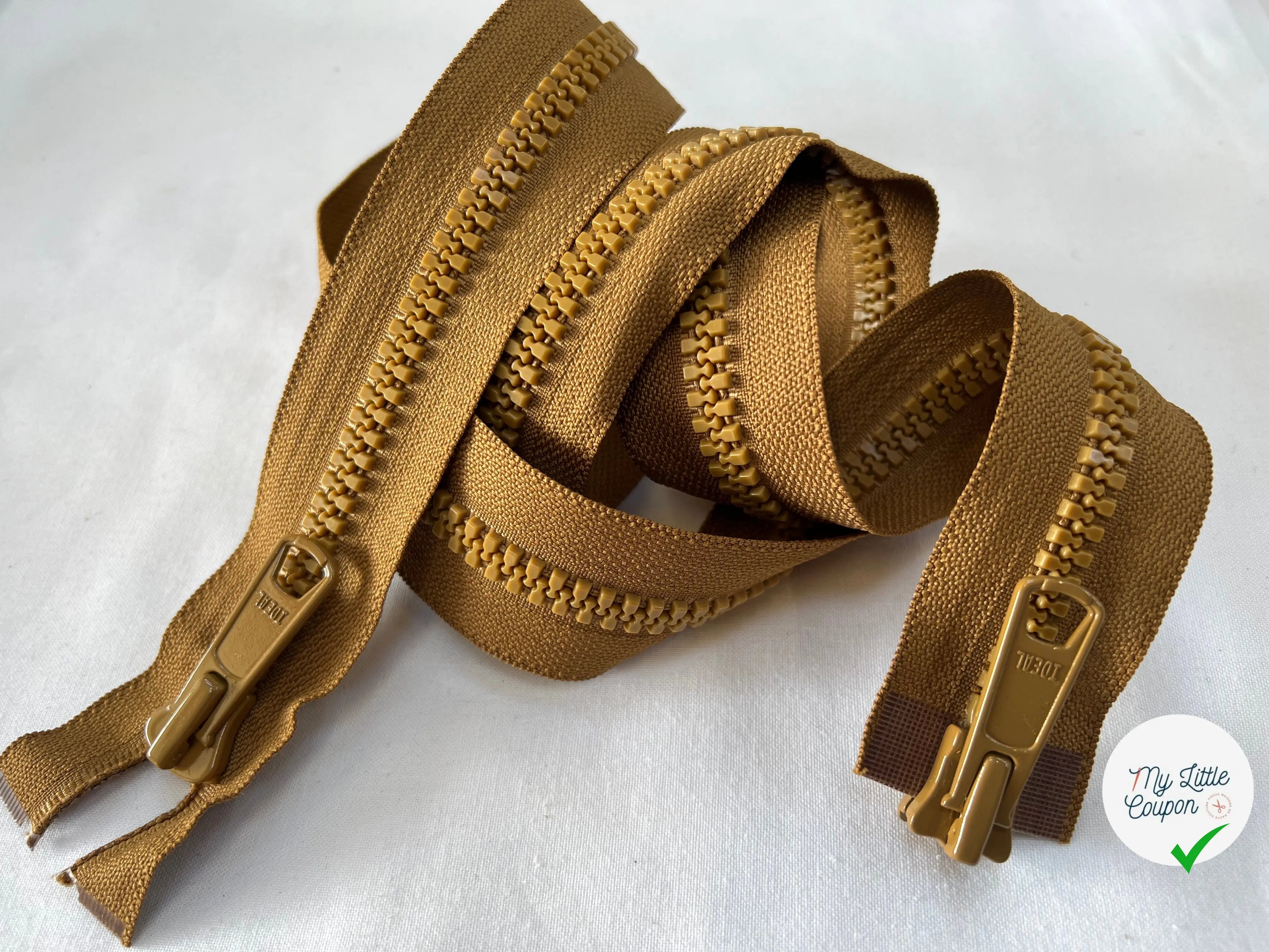 FERMETURE DOUBLE CURSEUR OCRE 100 CM - My Little Coupon