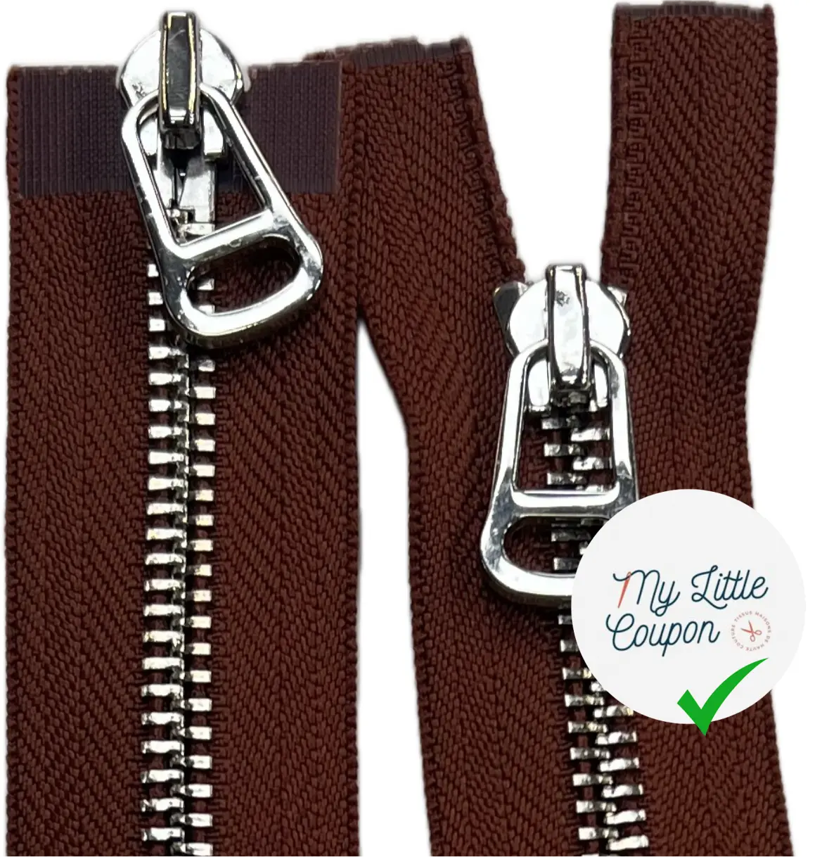 FERMETURE MÉTAL DOUBLE VOIES  100CM MARRON - My Little Coupon