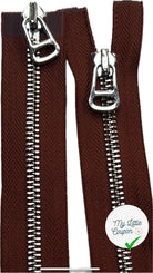 FERMETURE MÉTAL DOUBLE VOIES  100CM MARRON - My Little Coupon