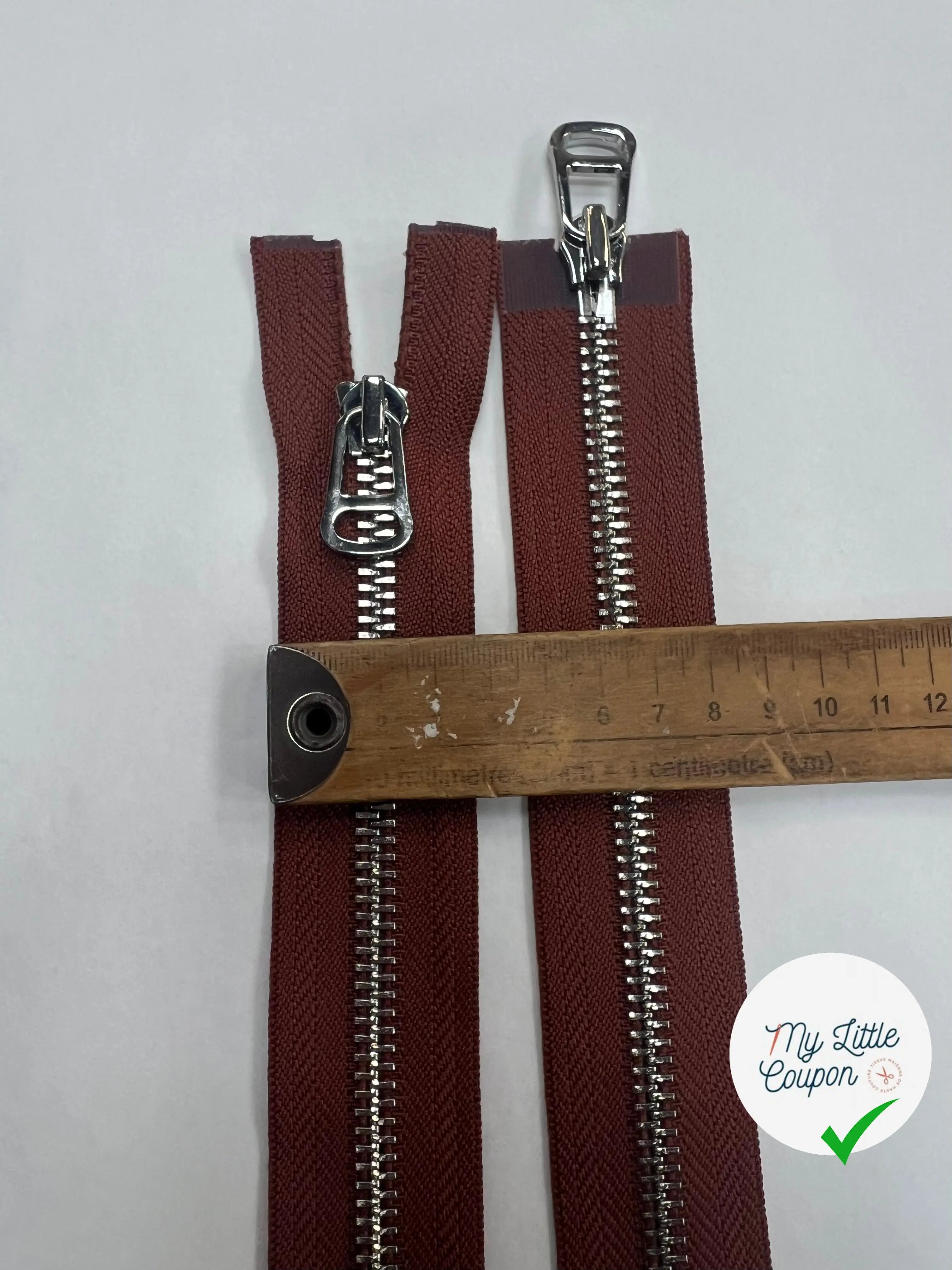 FERMETURE MÉTAL DOUBLE VOIES  100CM MARRON - My Little Coupon