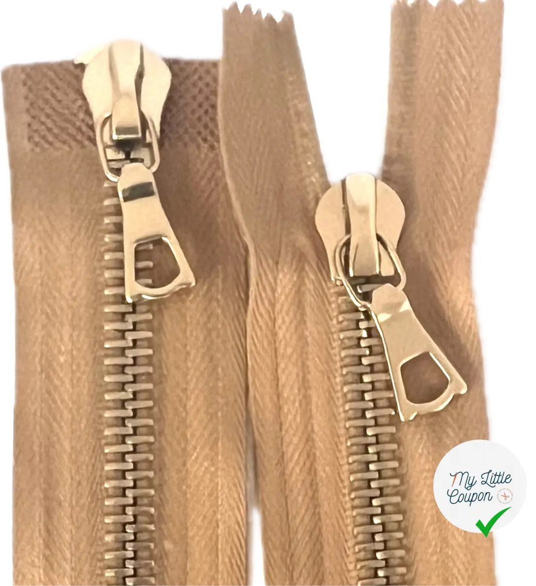 FERMETURE RIRI MÉTAL DORÉ DOUBLE VOIES  100CM M8 CAMEL - My Little Coupon