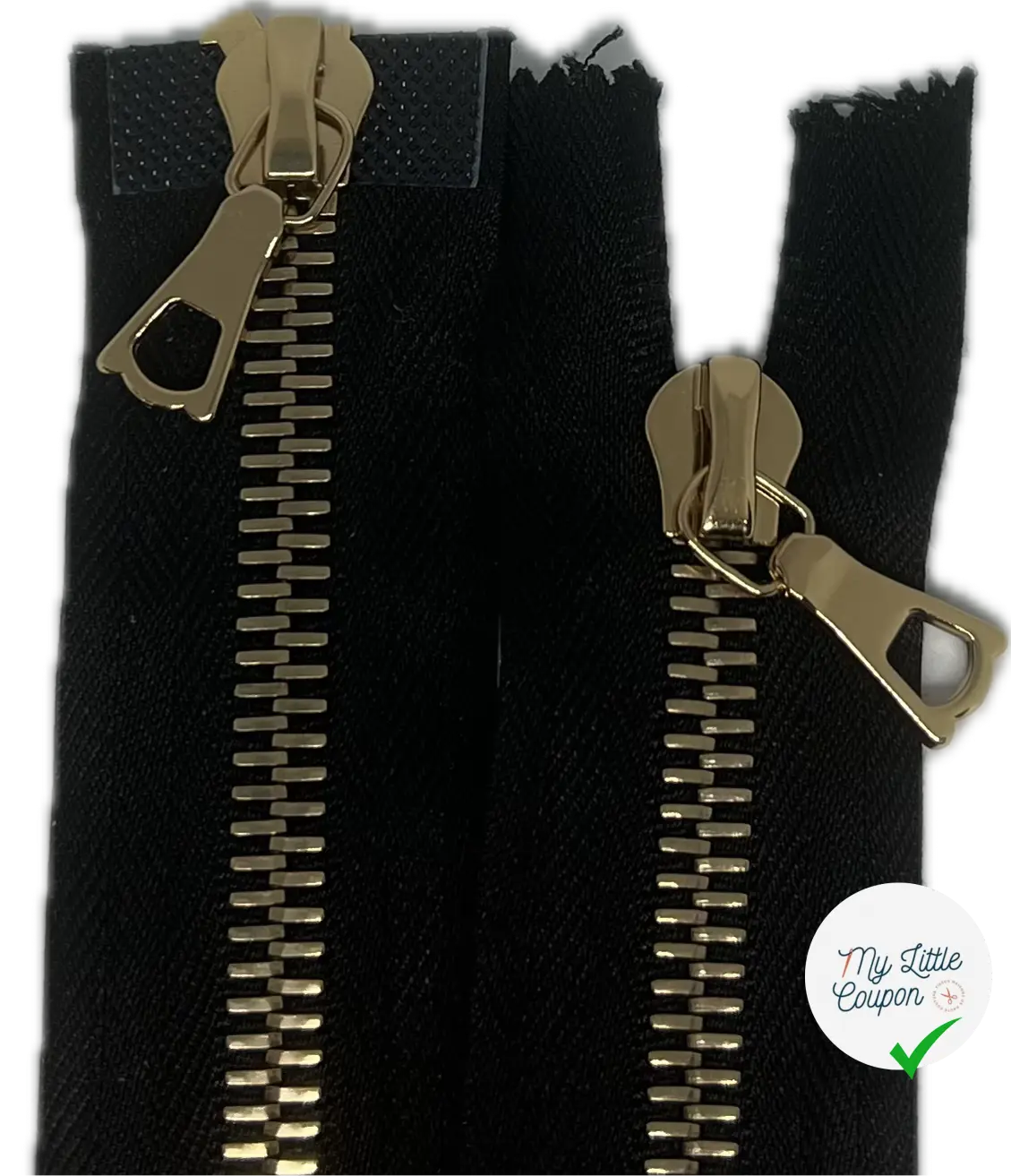 FERMETURE RIRI MÉTAL DORÉ DOUBLE VOIES  100CM M8 NOIRE - My Little Coupon