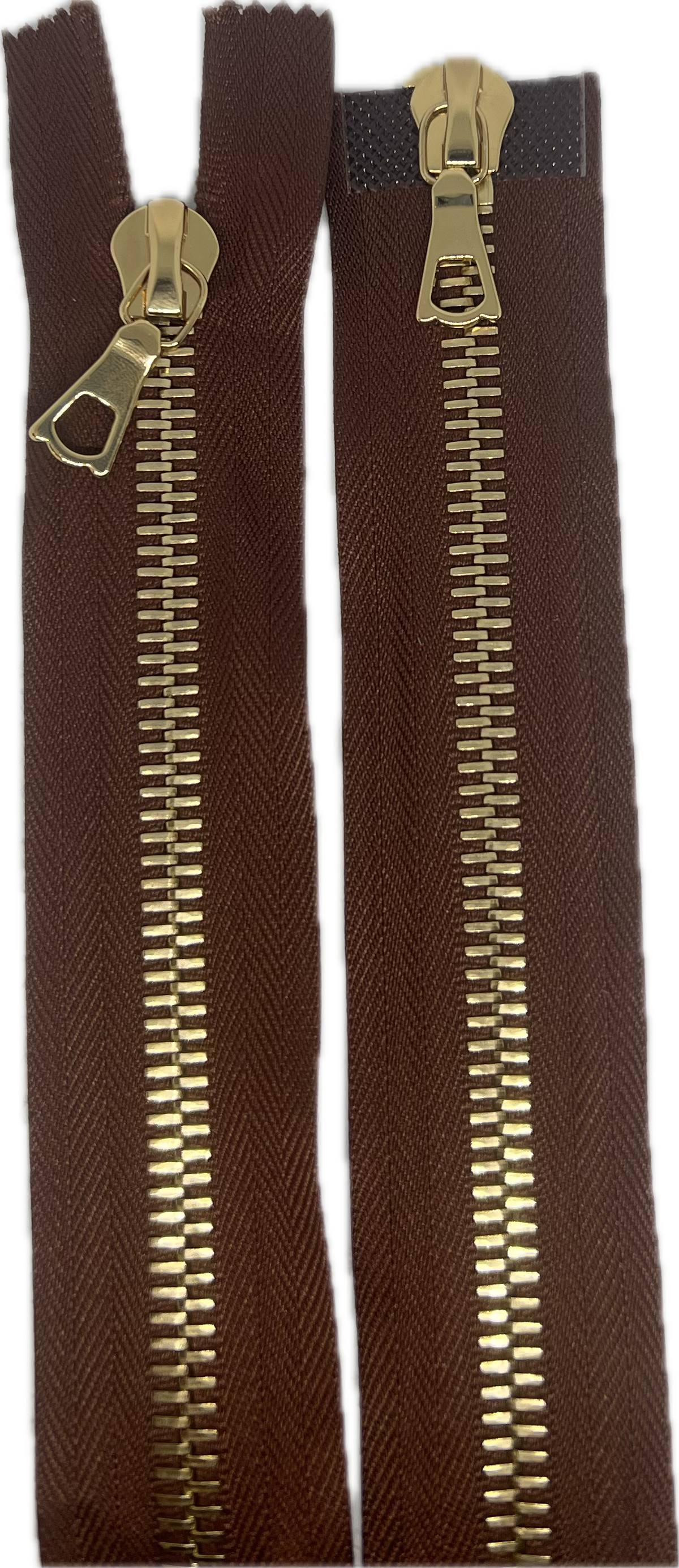 FERMETURE RIRI MÉTAL DORÉ DOUBLE VOIES  80CM M8 MARRON - My Little Coupon