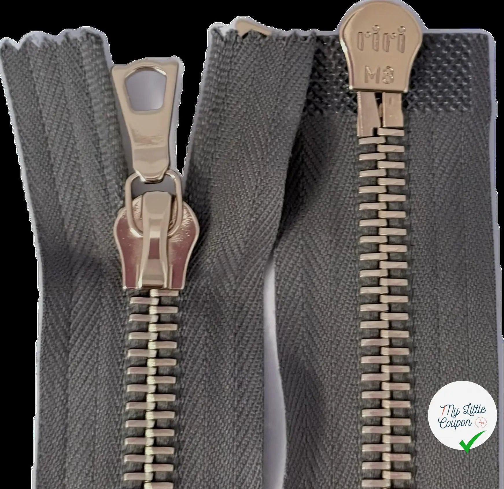 FERMETURE RIRI MÉTAL DORÉ M8 DOUBLE VOIES 90CM GRISE - My Little Coupon