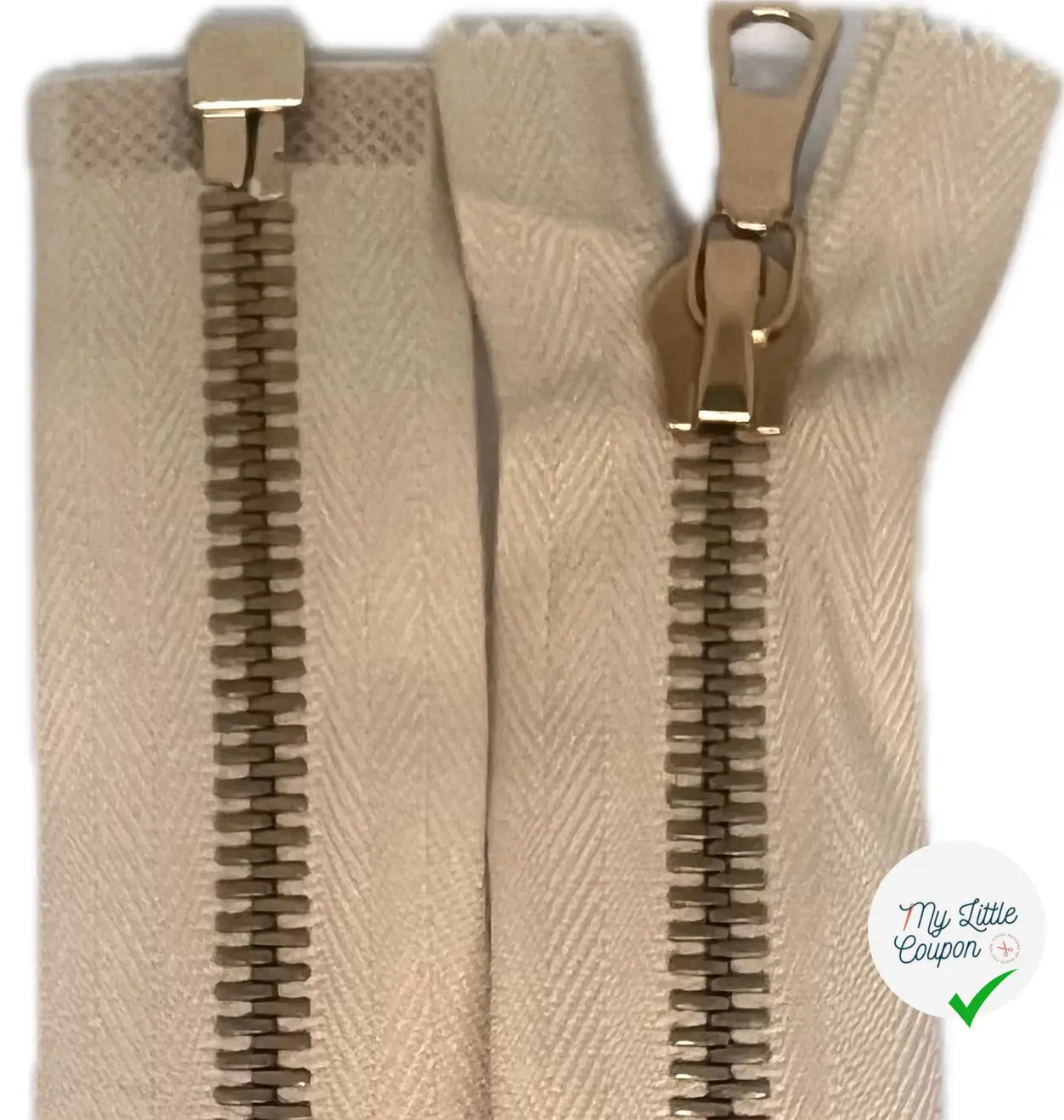 FERMETURE RIRI MÉTAL DORÉ SÉPARABLE 70CM M8 BEIGE - My Little Coupon
