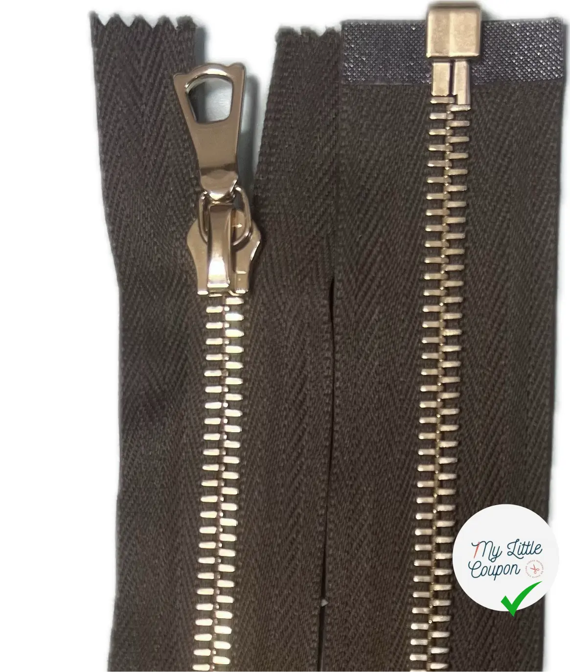 FERMETURE RIRI MÉTAL DORÉ SÉPARABLE 90CM M6 KAKI MARONNÉ - My Little Coupon