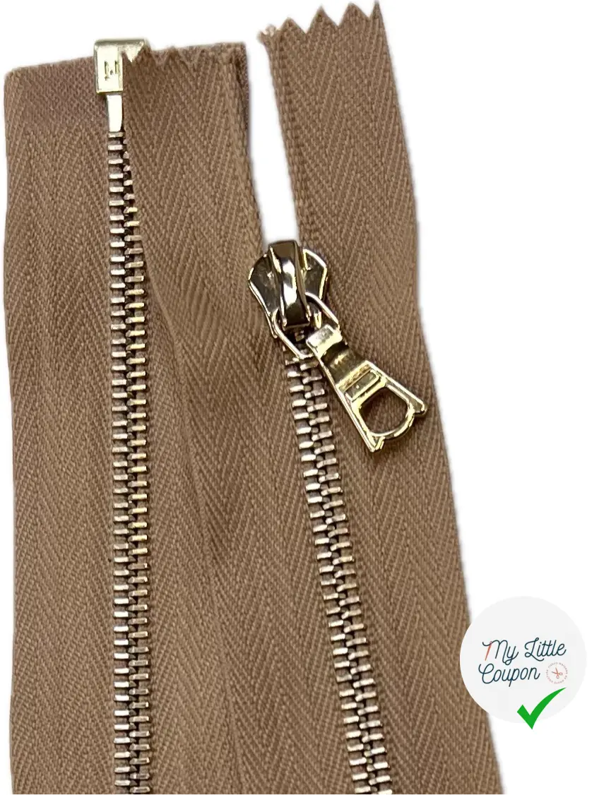 FERMETURE RIRI METAL DORÉ SÉPARABLE 95CM M4 BEIGE - My Little Coupon