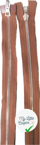 FERMETURE RIRI MÉTAL DOUBLE VOIES  90CM MARRON CLAIR - My Little Coupon
